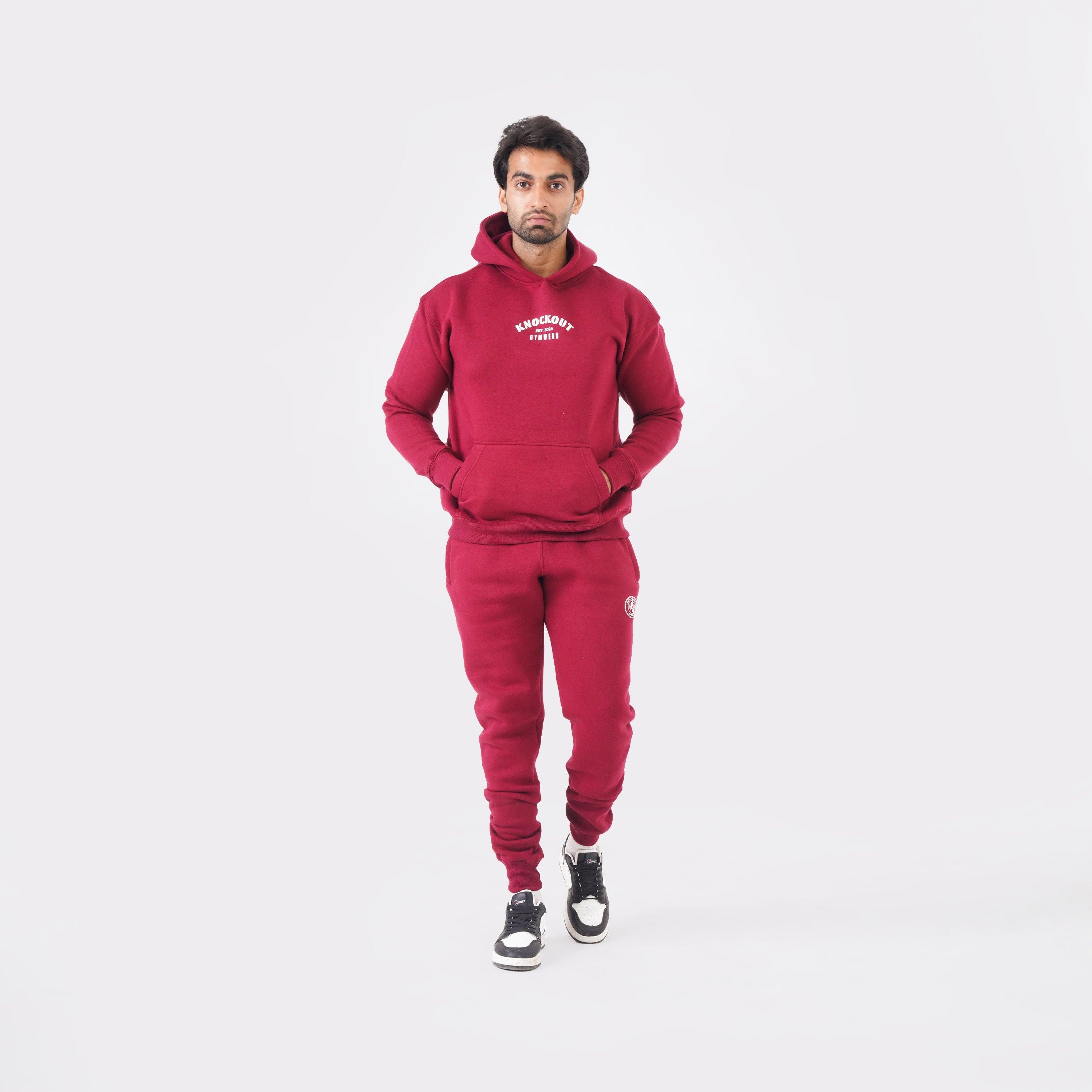 A MAN WEAR A KNOCKOUT Men's Winter Tracksuits MAROON