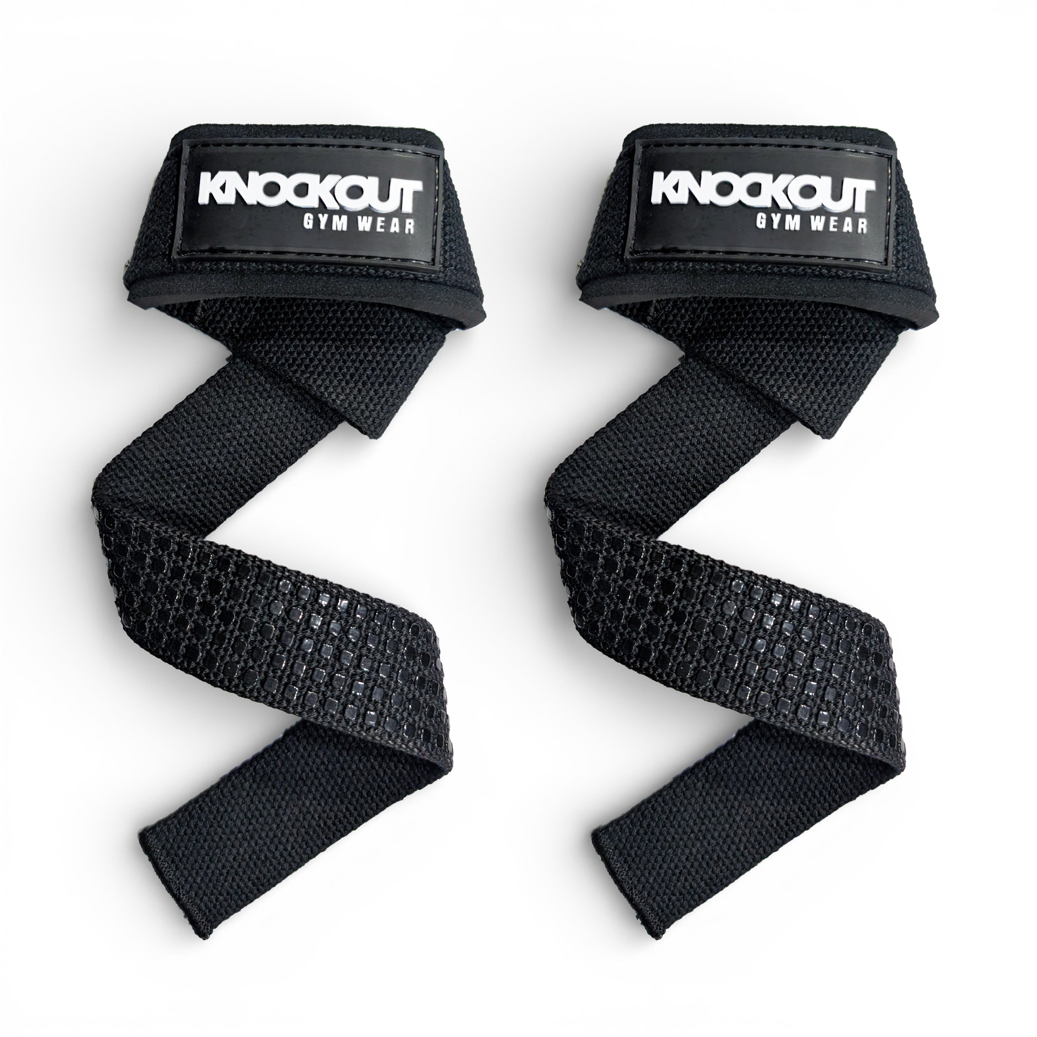 Knockout Black & White Textured Lifting Straps