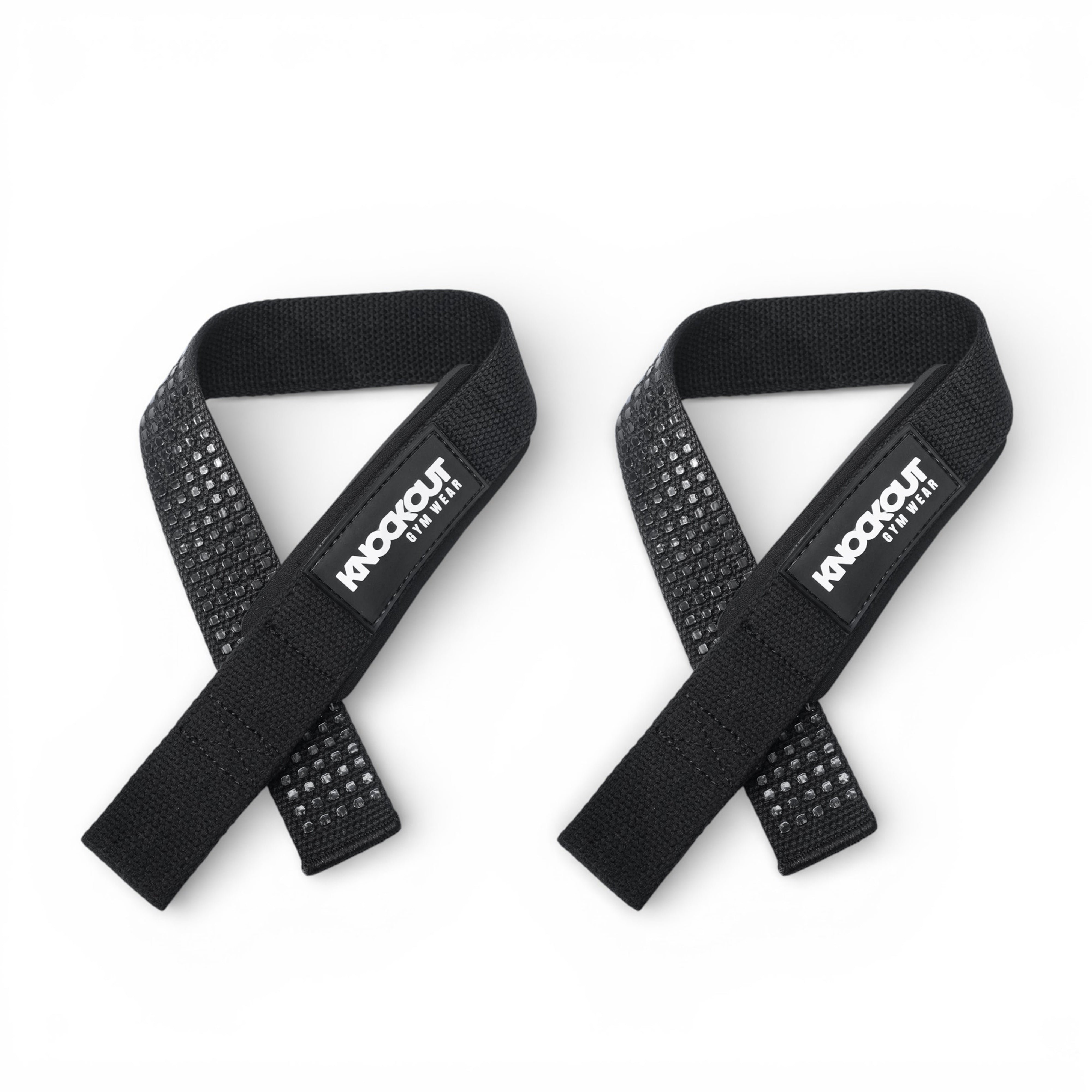 Knockout Black & White Textured Lifting Straps