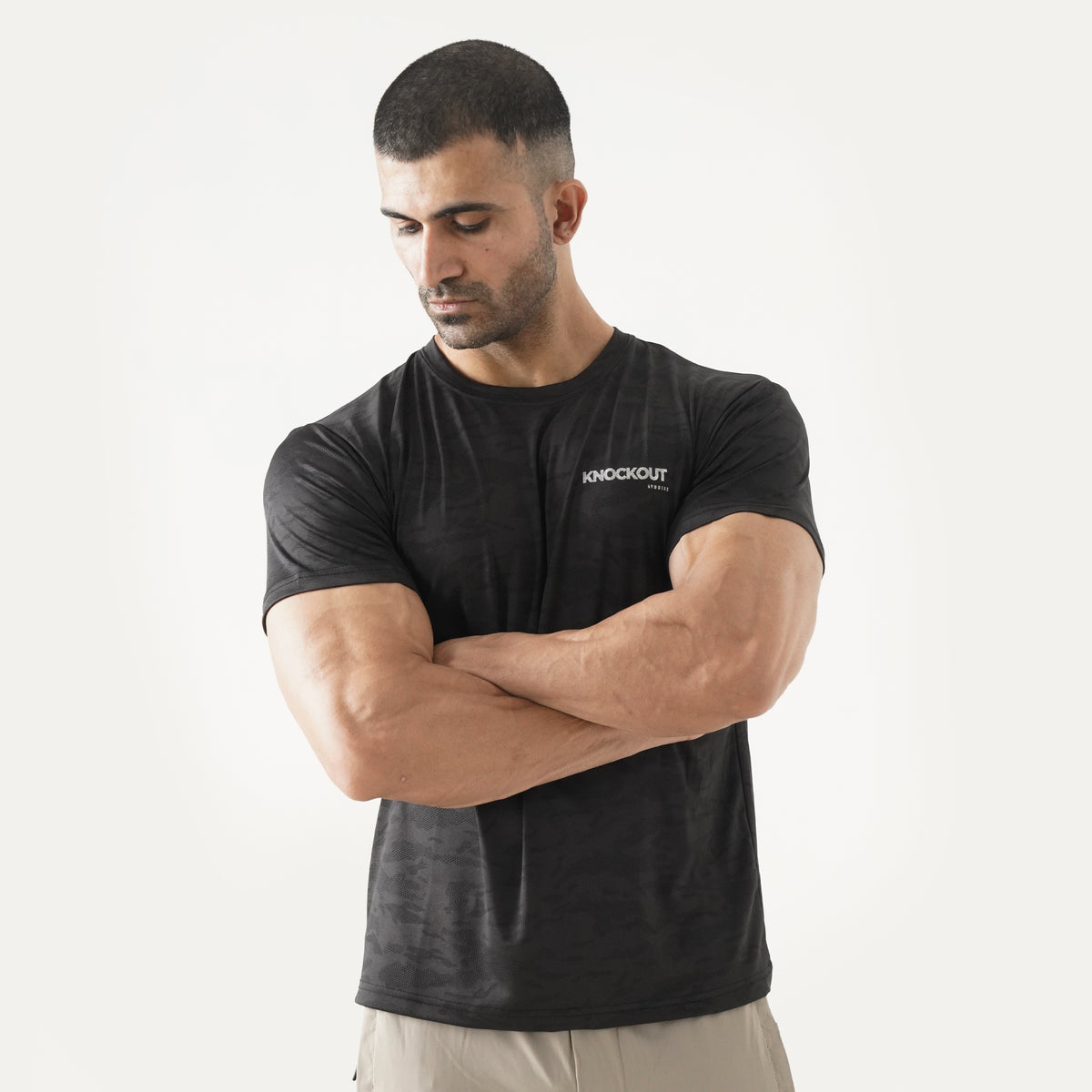 Knockout Camo Textured T-Shirt – Black