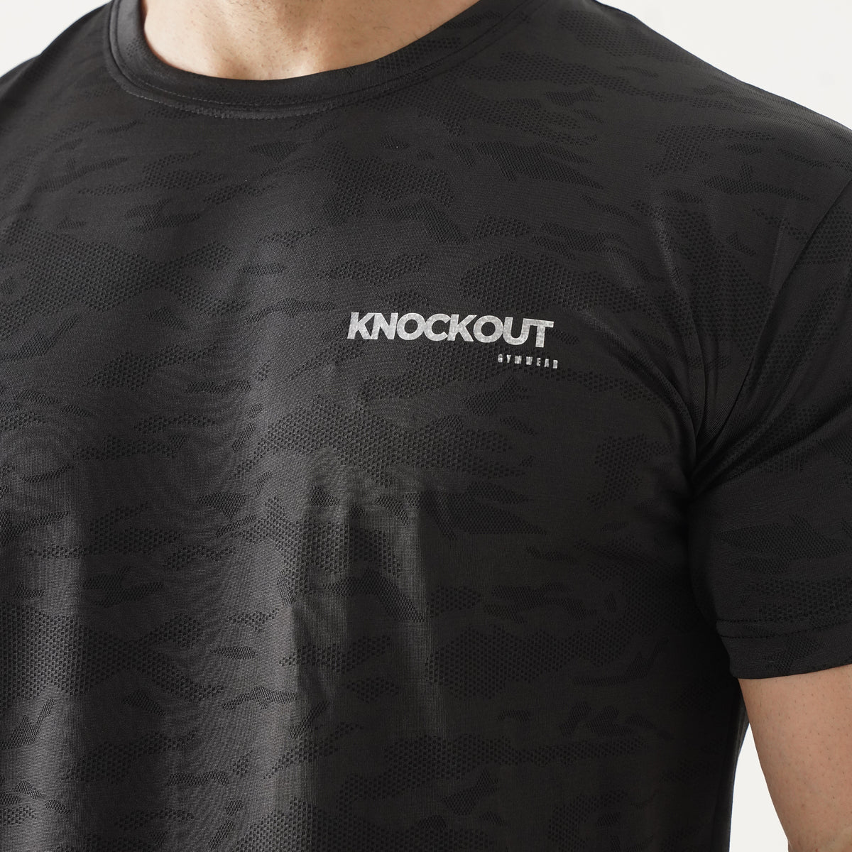 Knockout Camo Textured T-Shirt – Black
