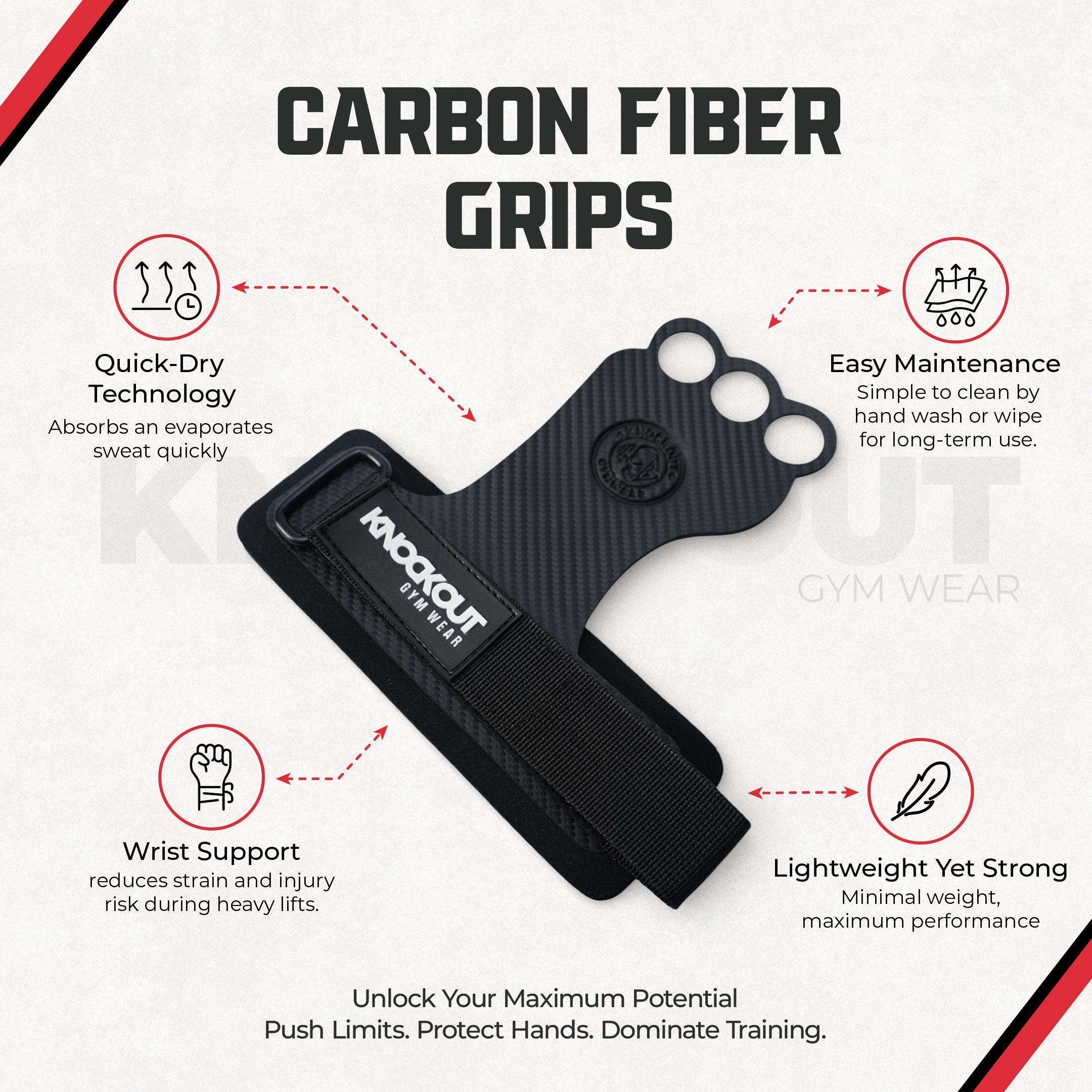 Knockout 3-Hole Carbon Fiber Training Grips