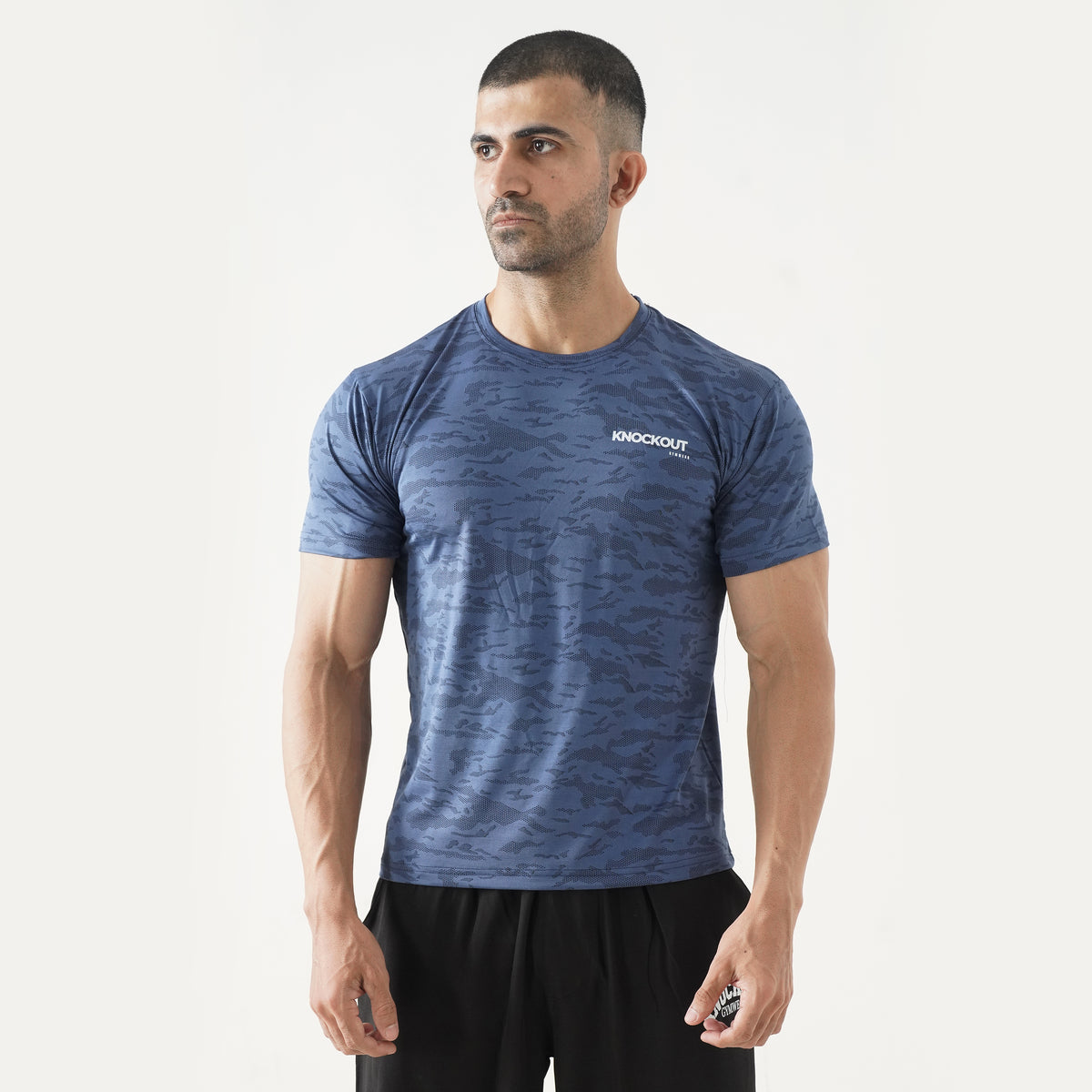 Knockout Camo Textured T-Shirt – Navy