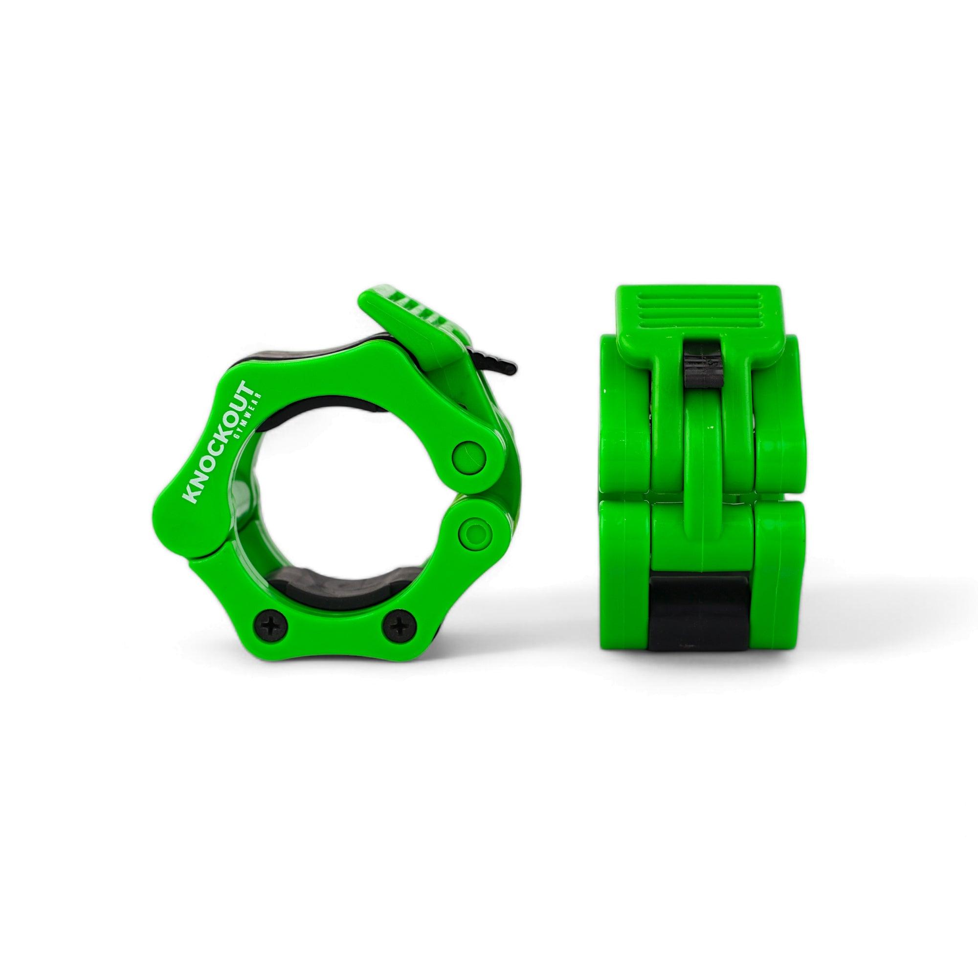 Secure your weights with the best Barbell Collars Green from Knockout Gym Wear. Our collars ensure safety and stability for effective barbell workouts.