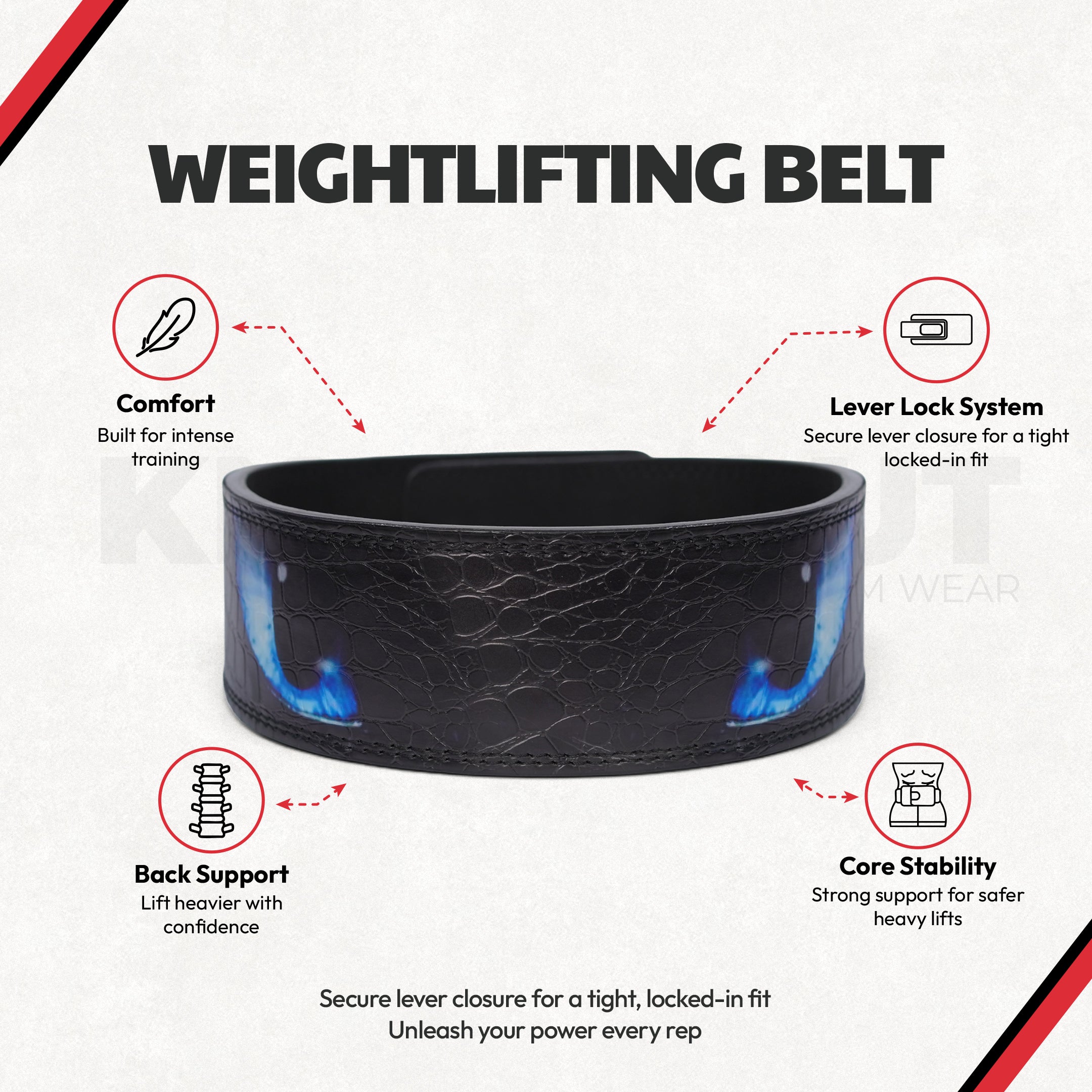 Knockout 10MM Belt Powerlifting Lever Belt