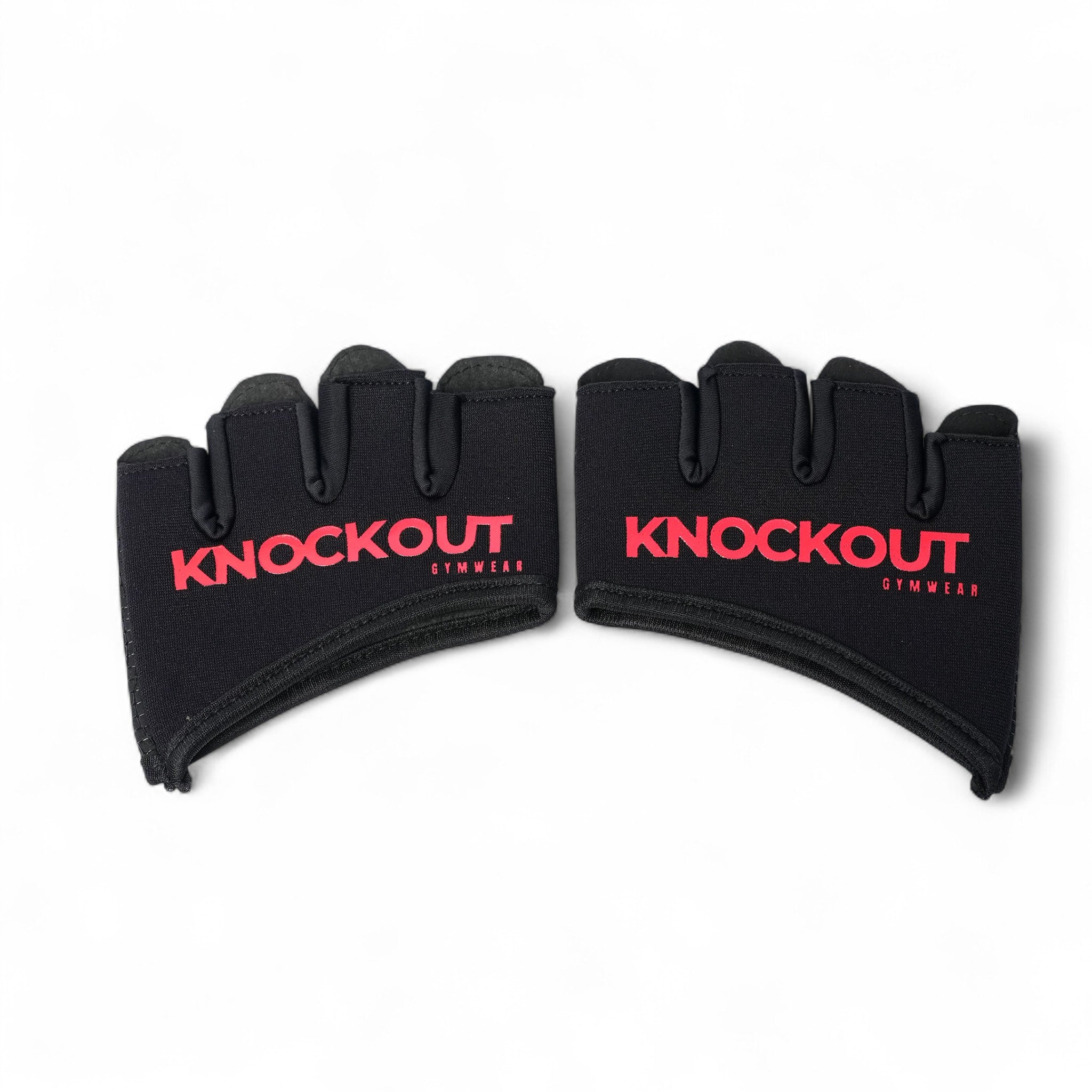 Knockout Fingerless Fitness Gloves - Black Red 02