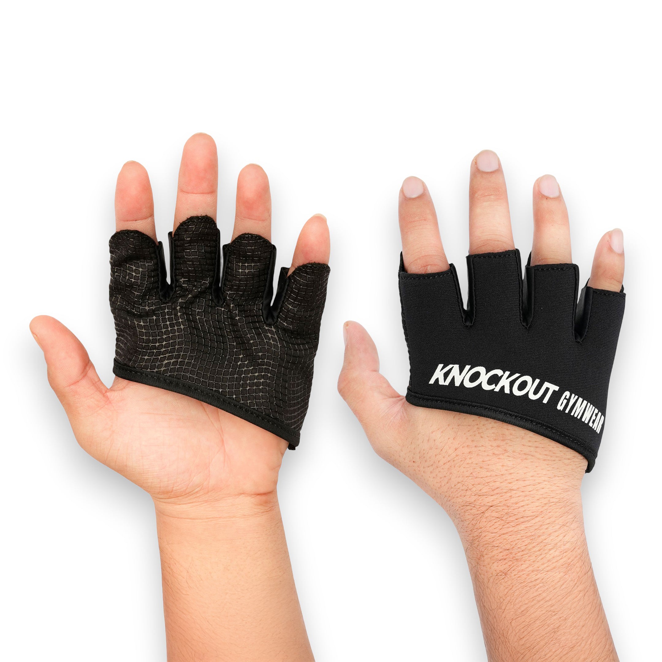 Knockout Fingerless Fitness Gloves - Black White