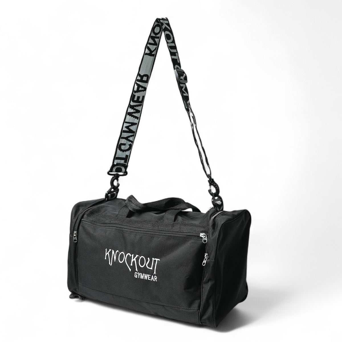 Knockout Black Gym Bag with Dual Strap and Shoe Pockets
