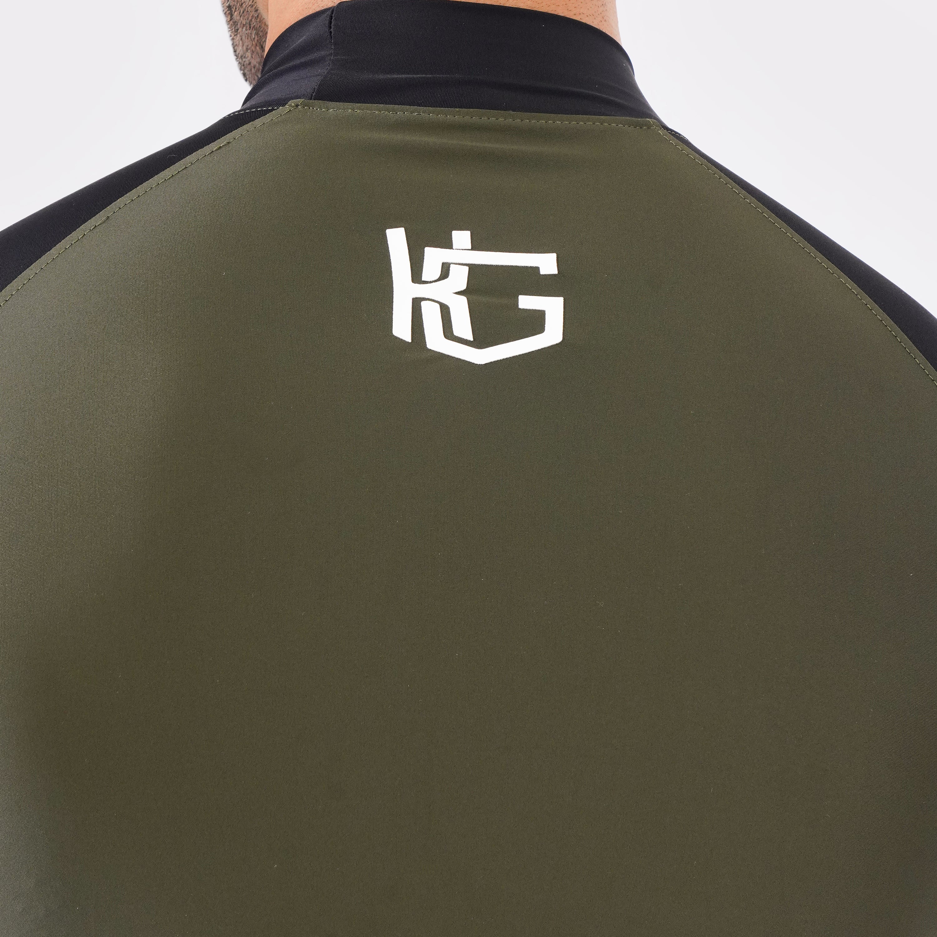 Contrast Green & Black Long Sleeve High Neck Compression