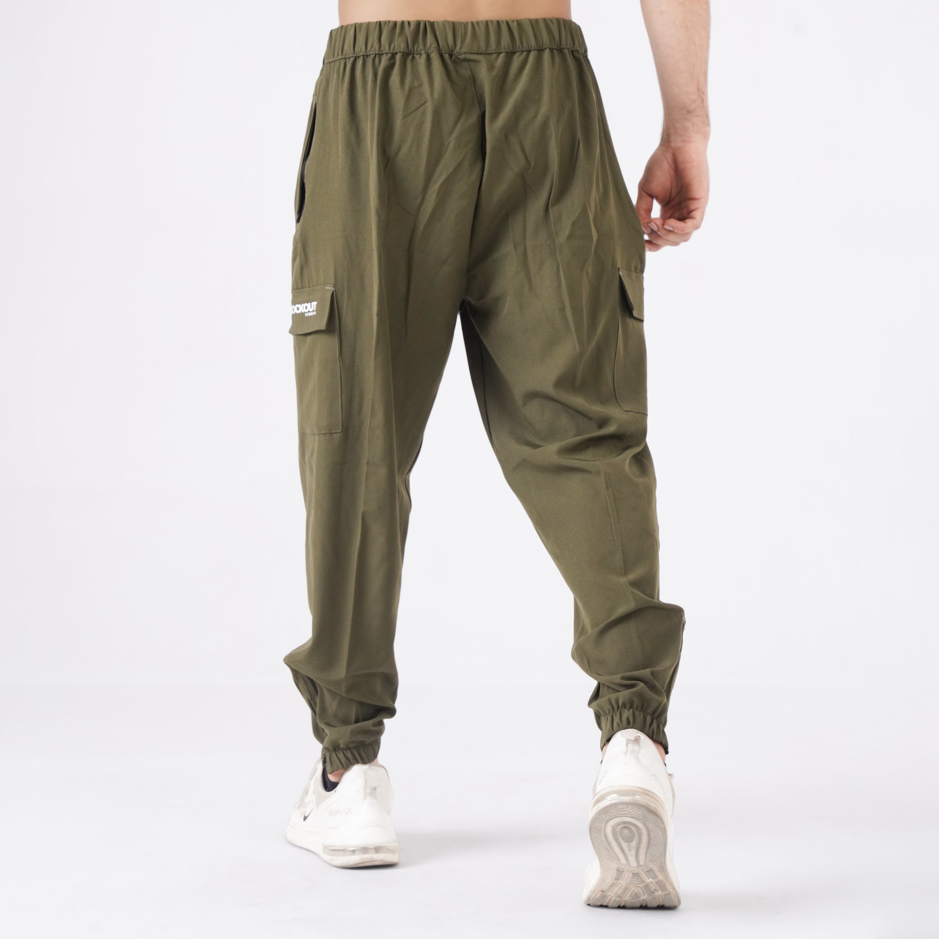 Micro Stretch Fabric Baggy Trouser - Olive Green