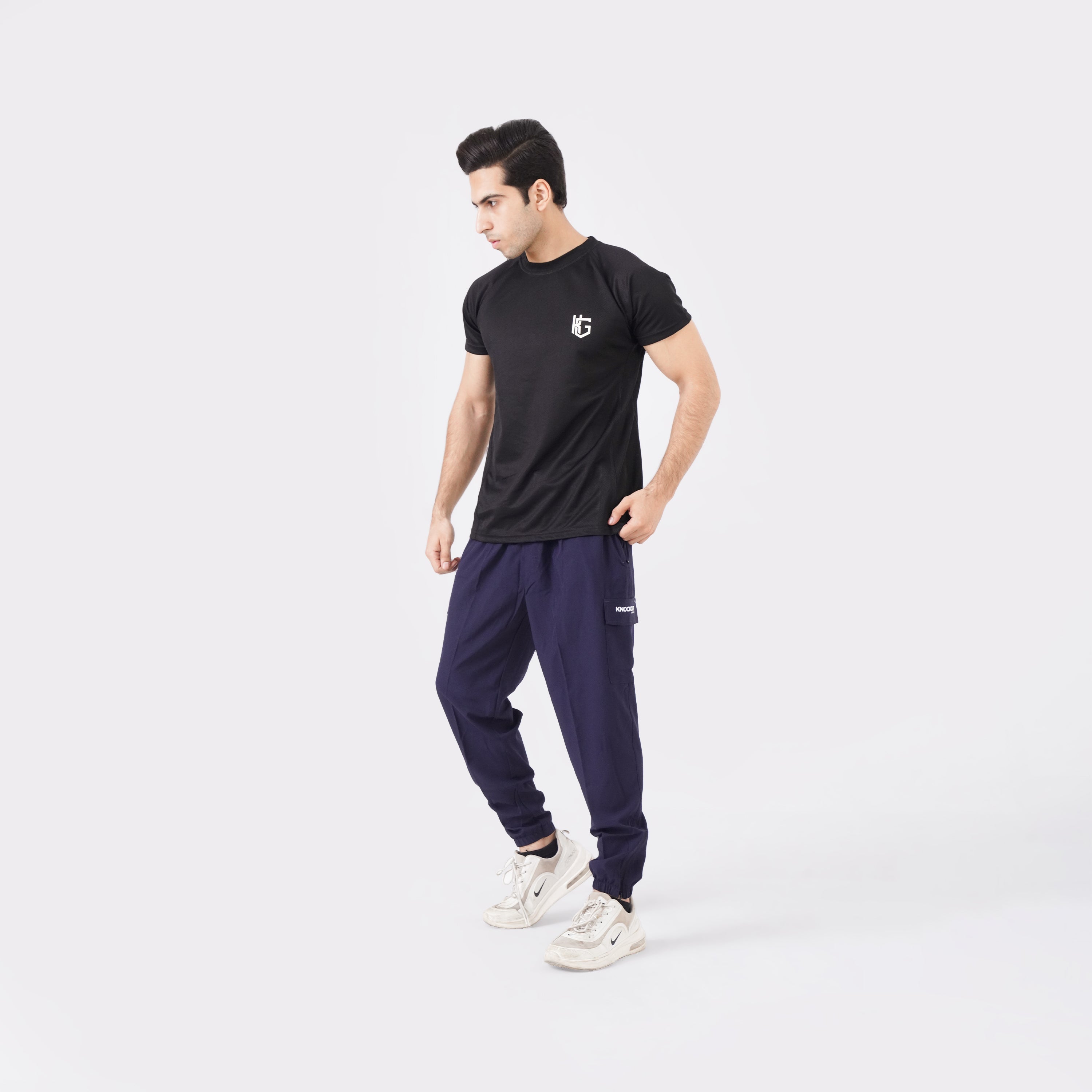 Micro Stretch Fabric Baggy Trouser - Navy Blue