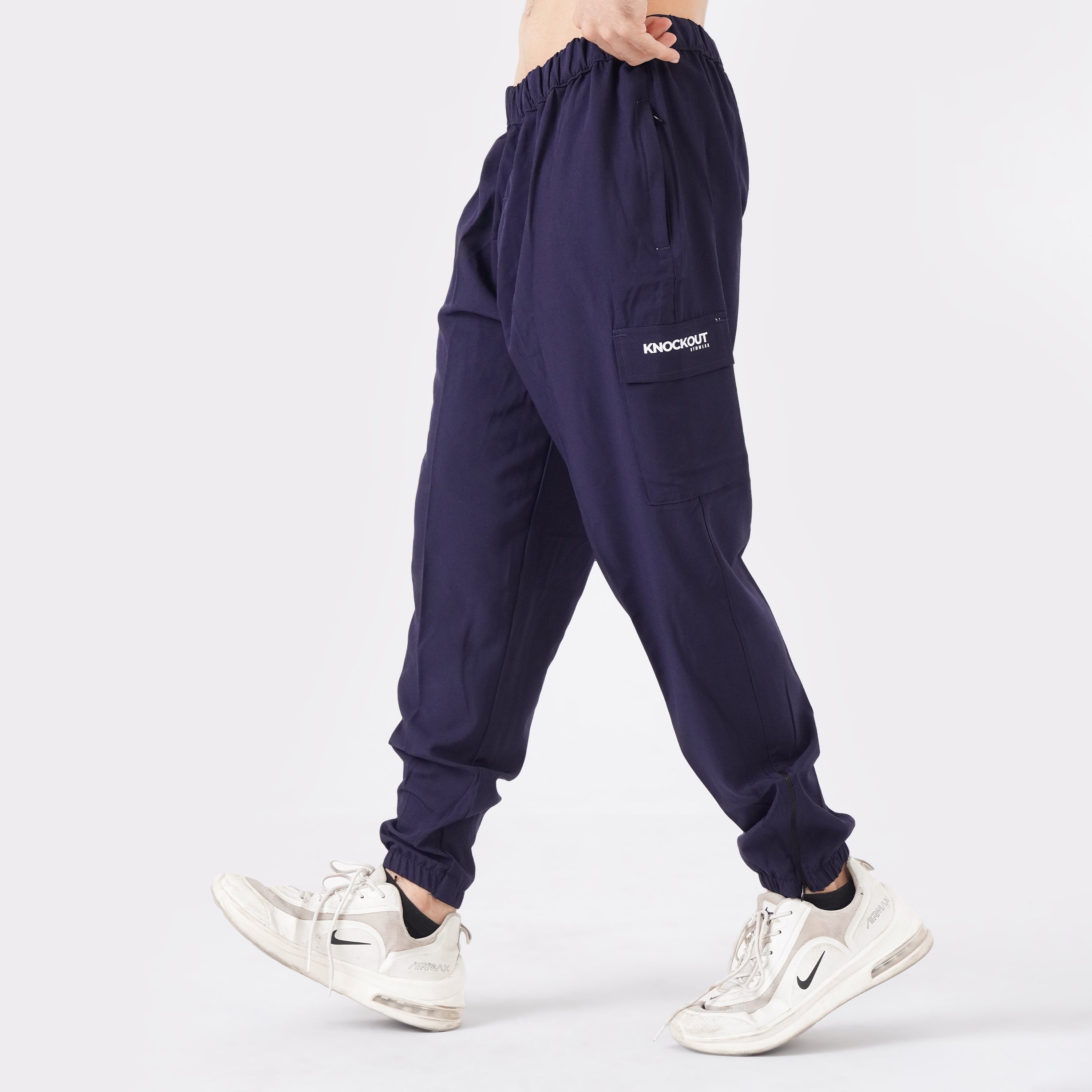 Micro Stretch Fabric Baggy Trouser - Navy Blue