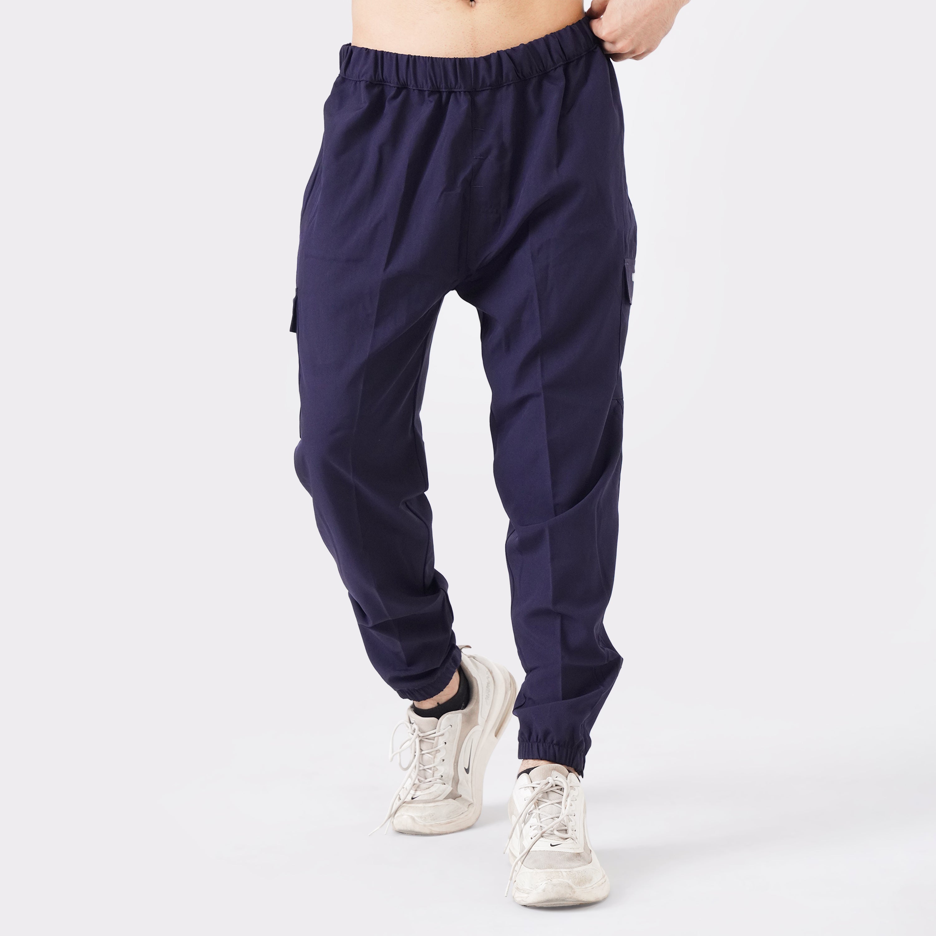 Micro Stretch Fabric Baggy Trouser - Navy Blue