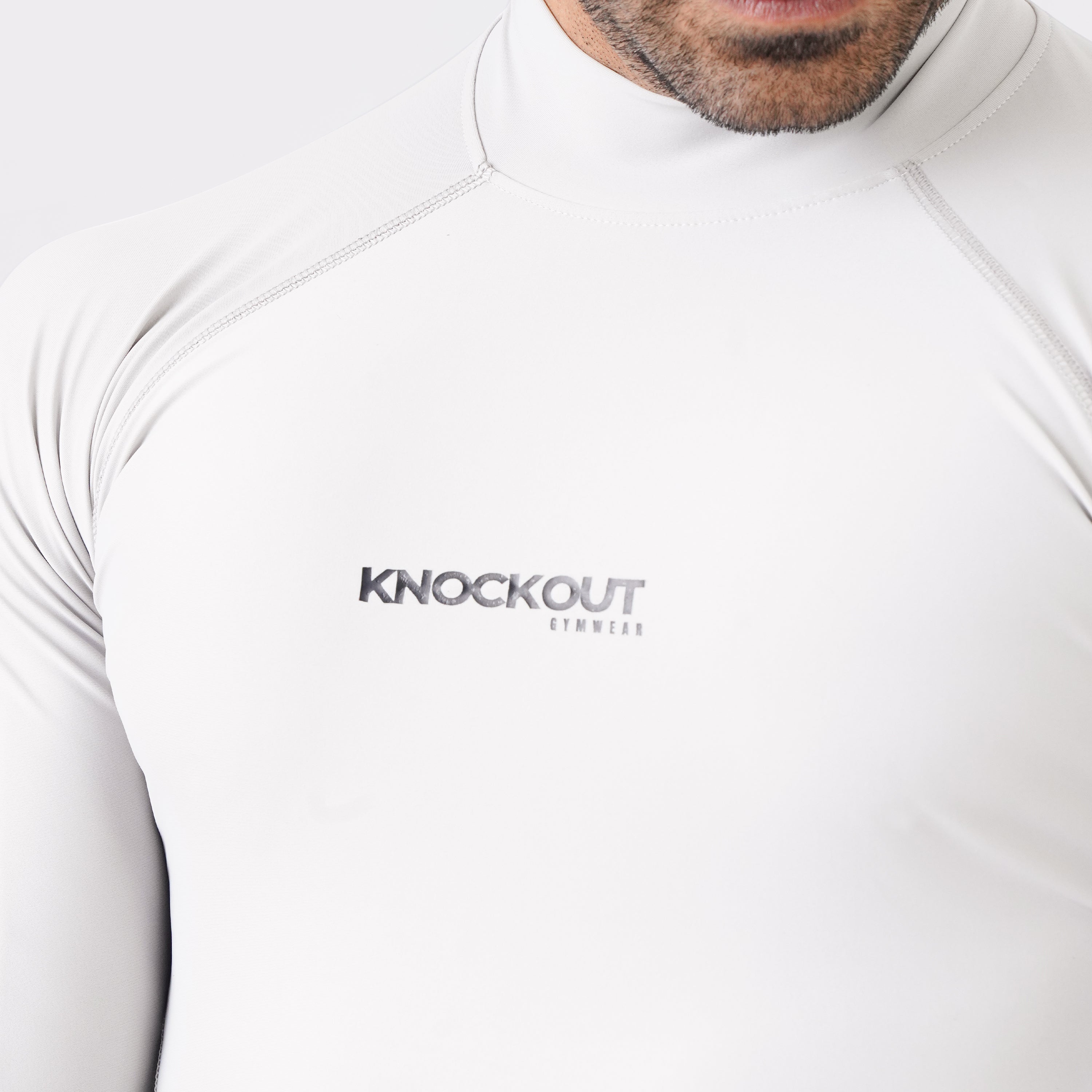 Knockout High Neck Compression Long Sleeve - Light Stone