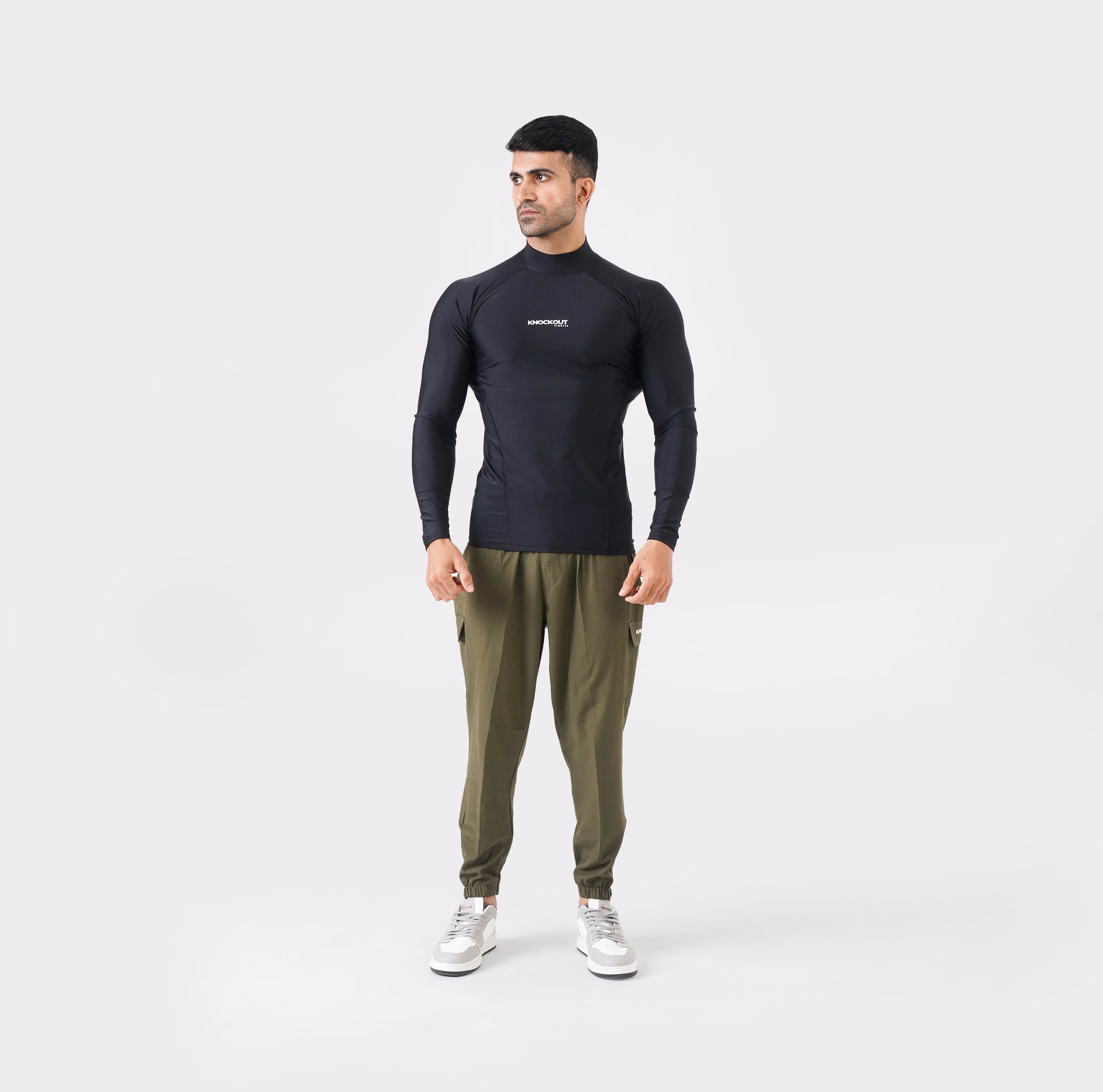 Knockout High Neck Compression Long Sleeve - Black