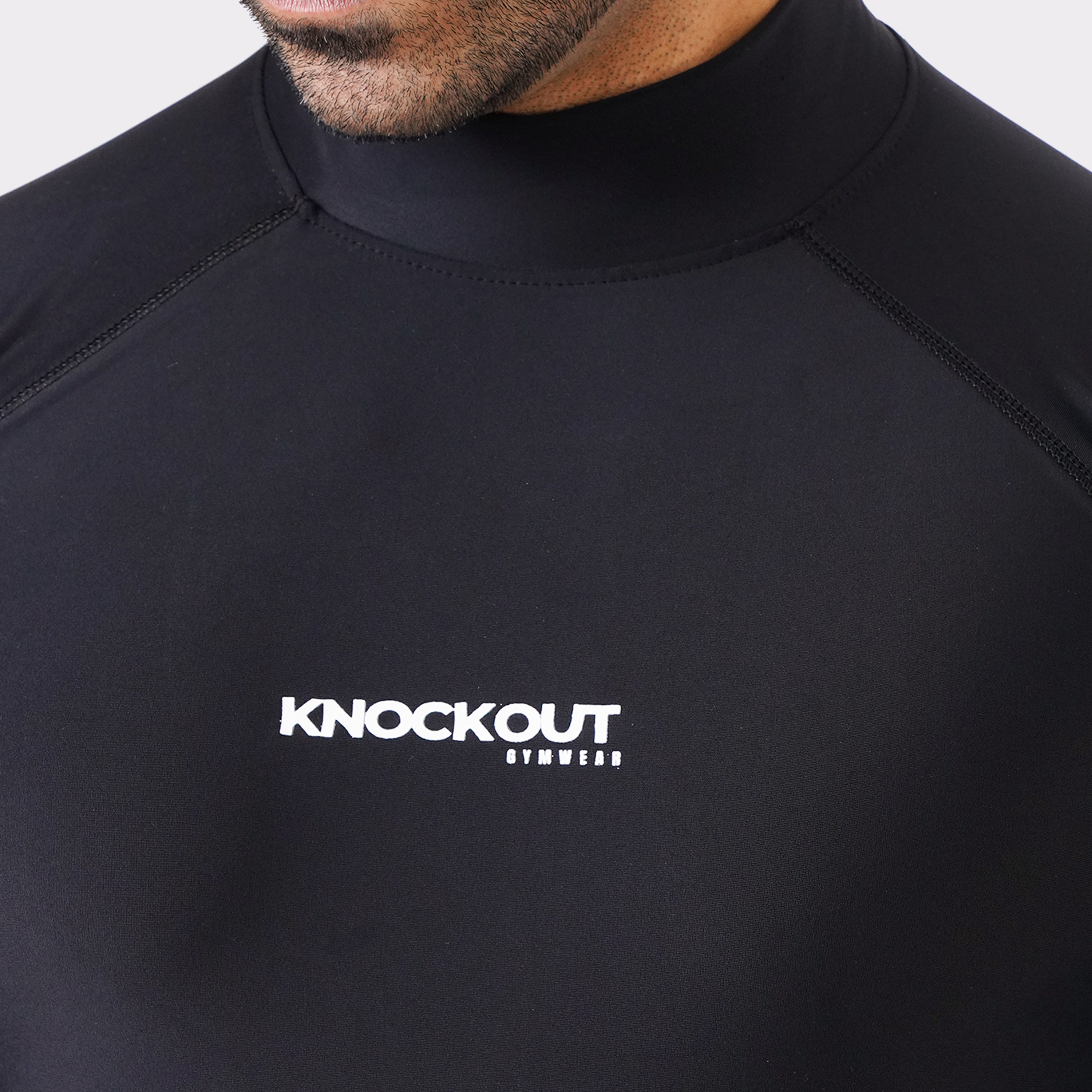 Knockout High Neck Compression Long Sleeve - Black