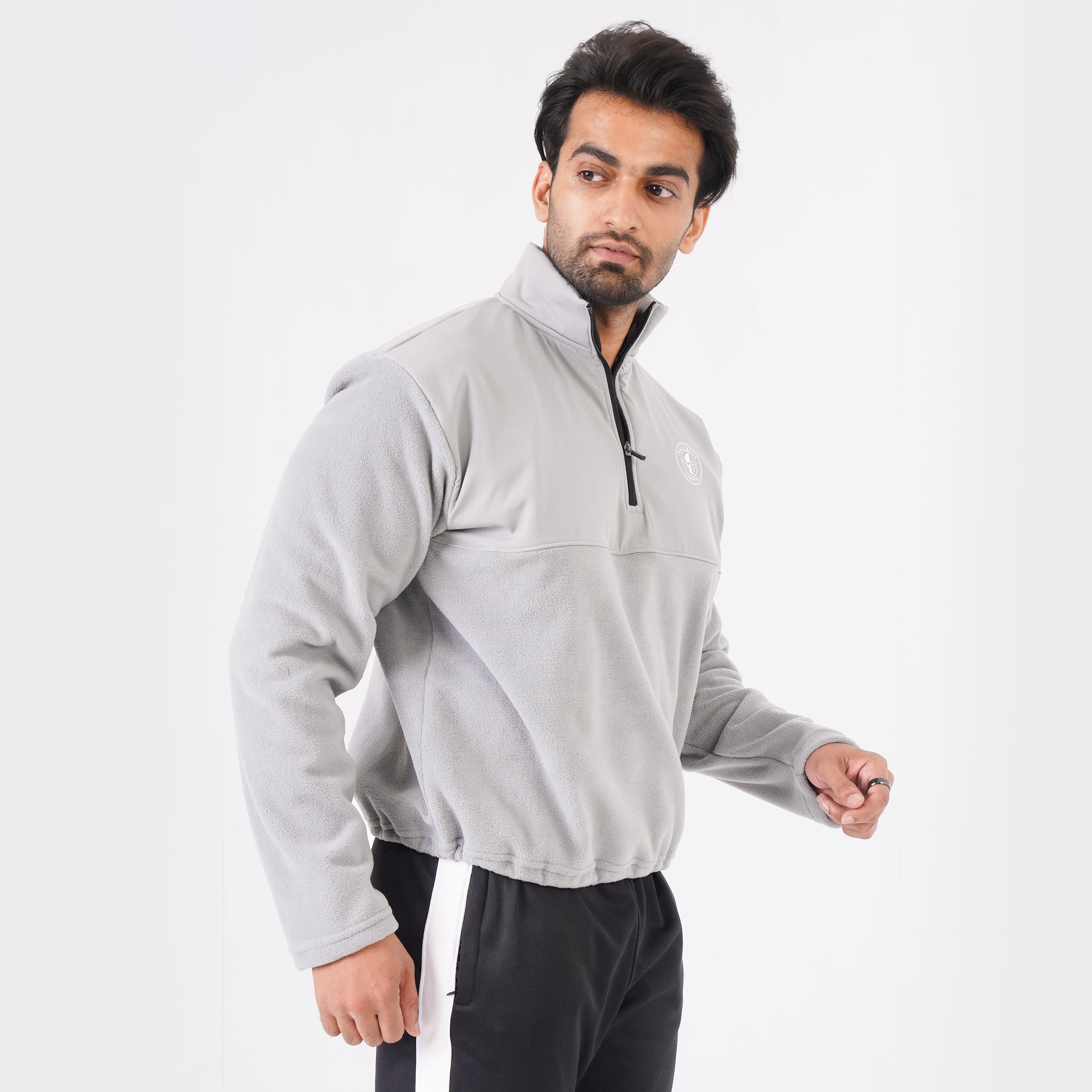 Micro Stretch Polar Fleece Half-Zip Jacket- Gray