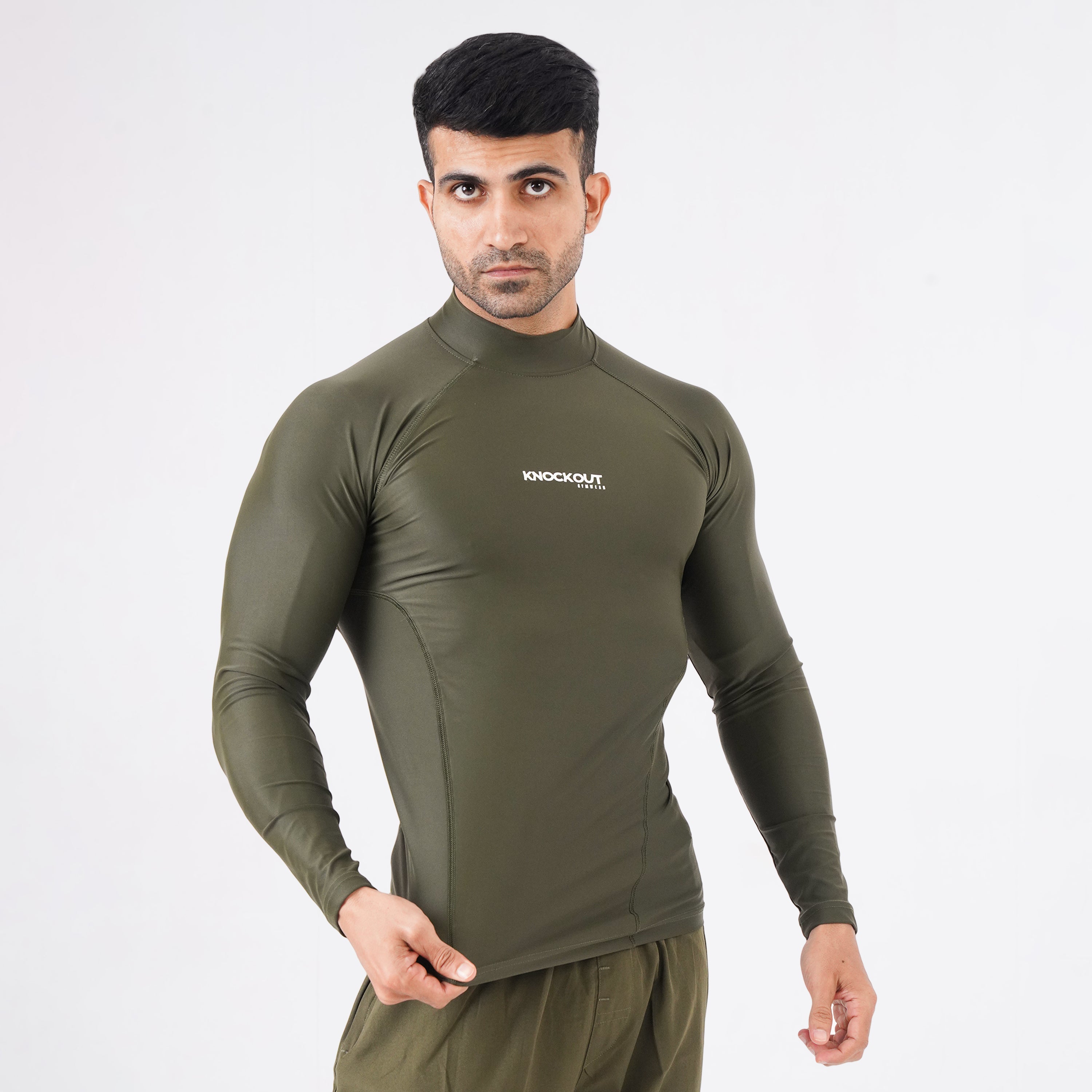 Knockout High Neck Compression Long Sleeve - Green