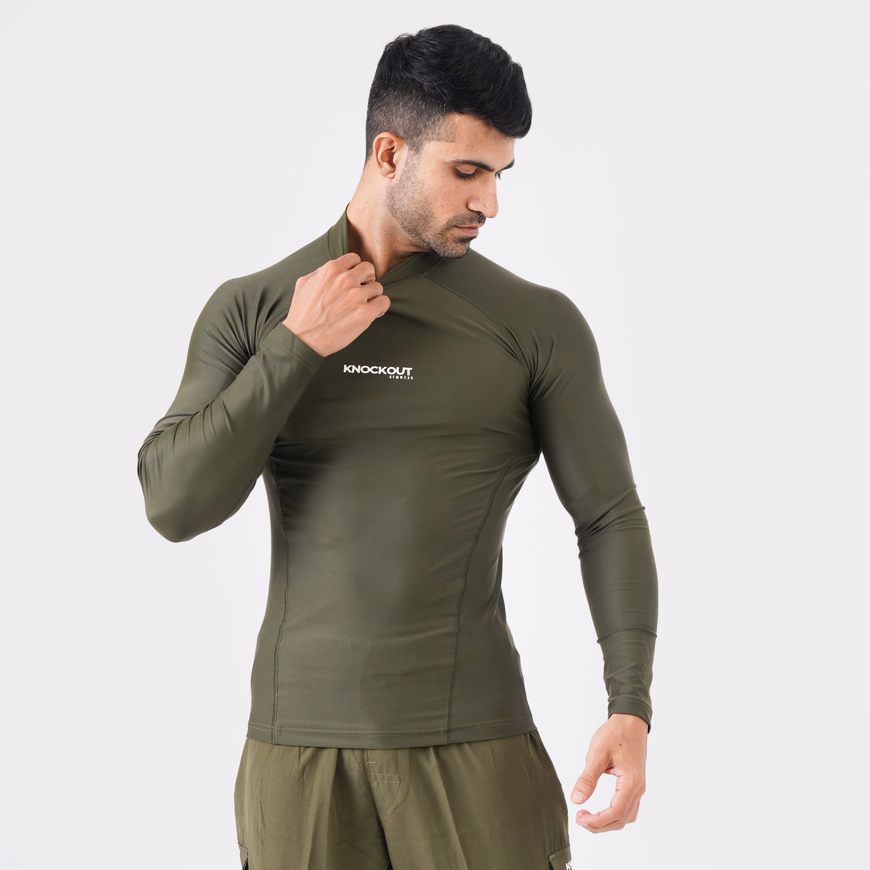 Knockout High Neck Compression Long Sleeve - Green