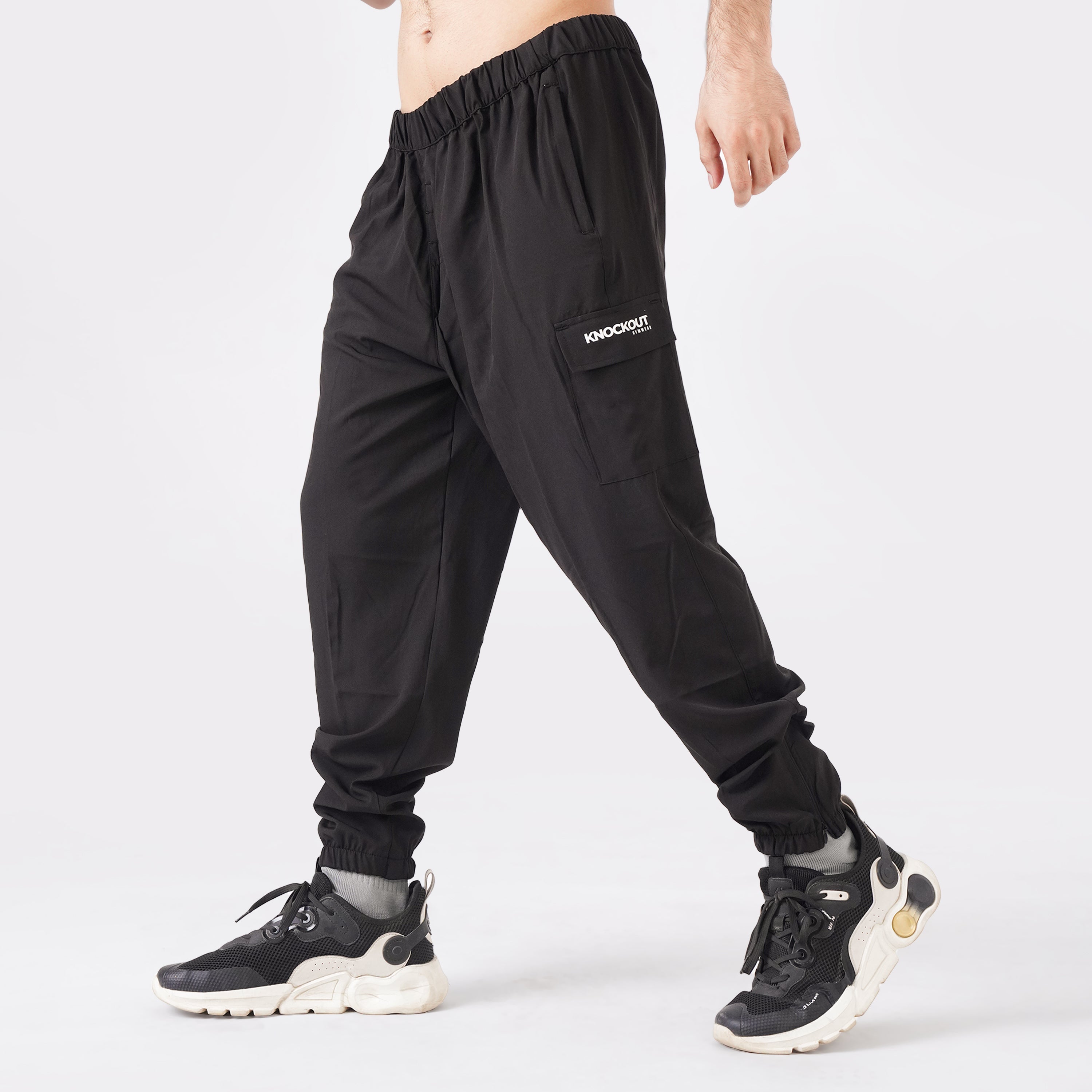 Micro Stretch Fabric Baggy Trouser - Black