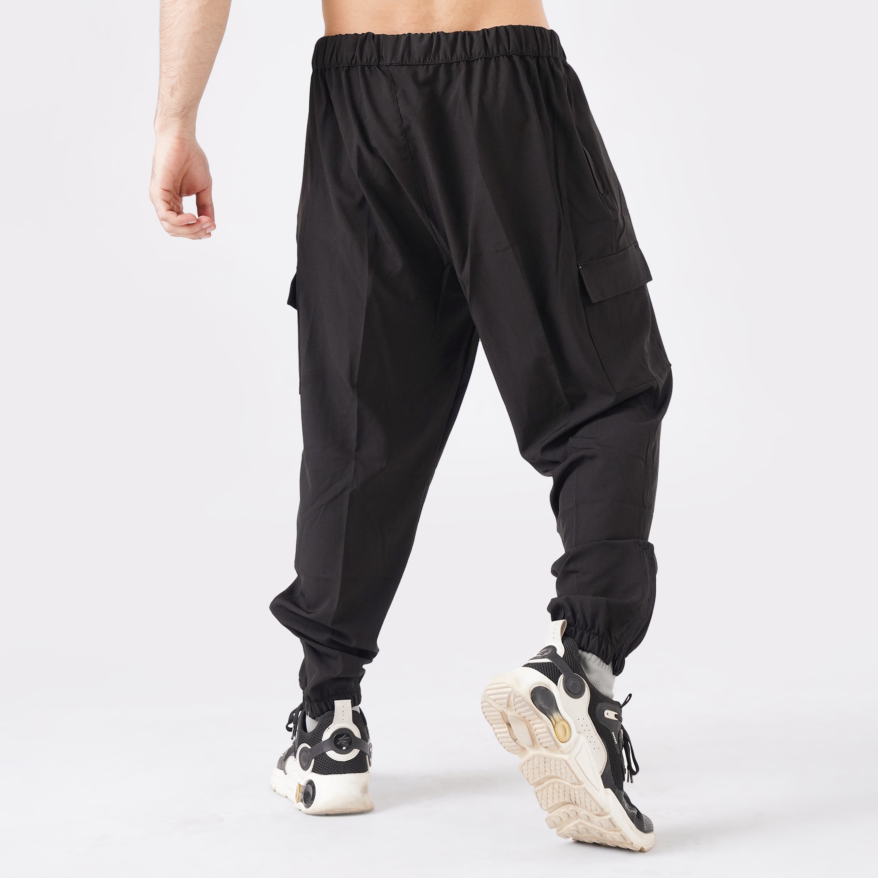Micro Stretch Fabric Baggy Trouser - Black