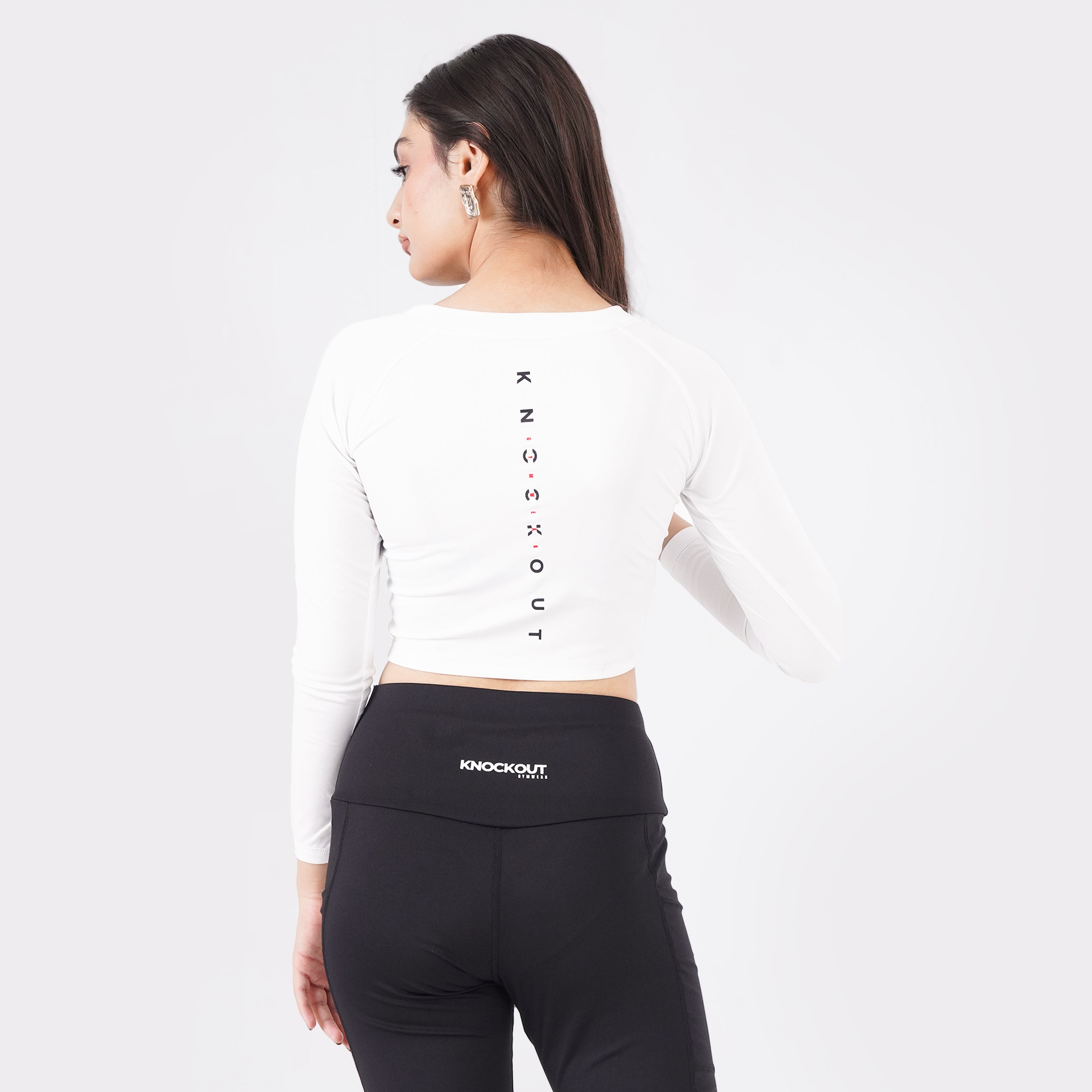 Knockout Cropped Long Sleeve - white