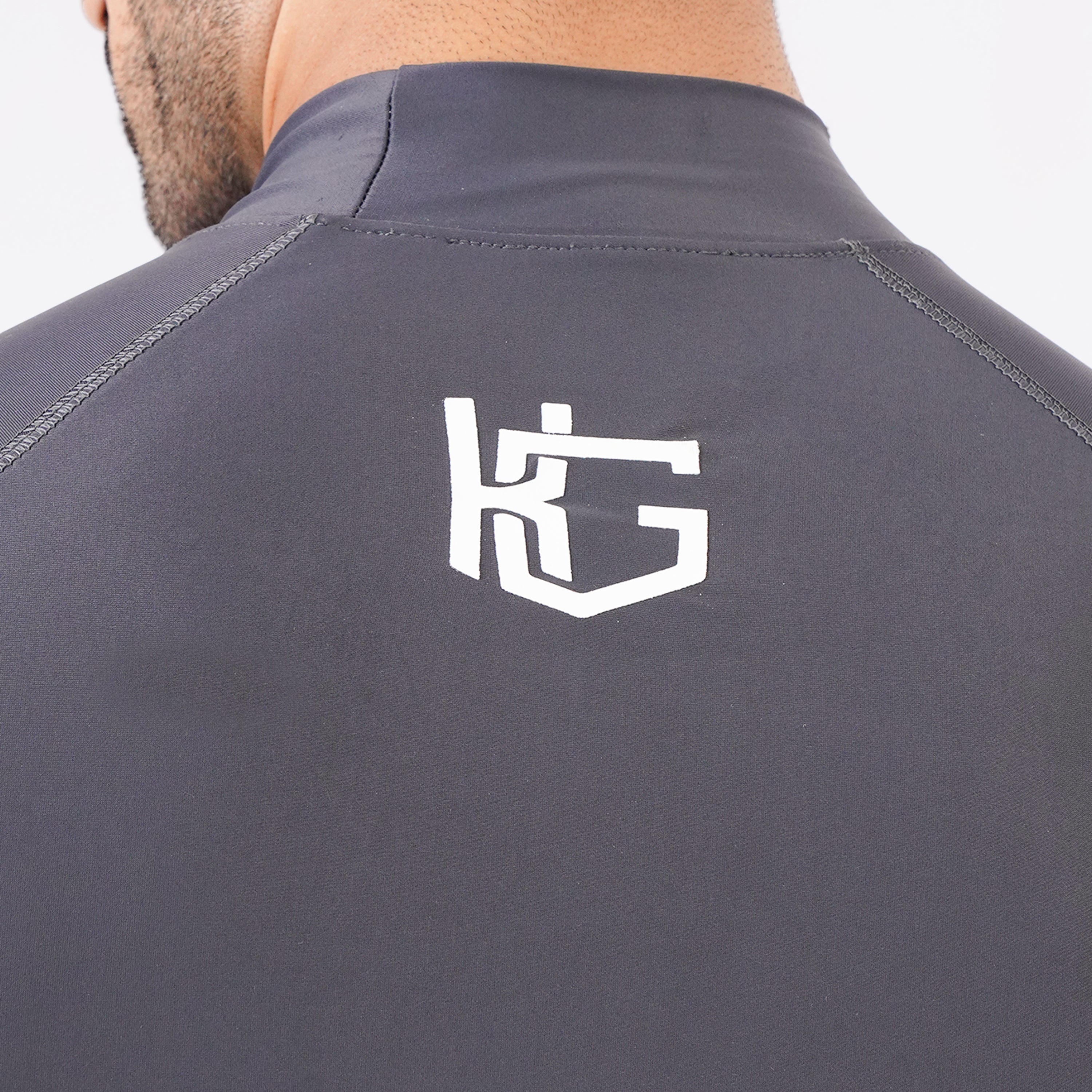 Knockout High Neck Compression Long Sleeve - Gray