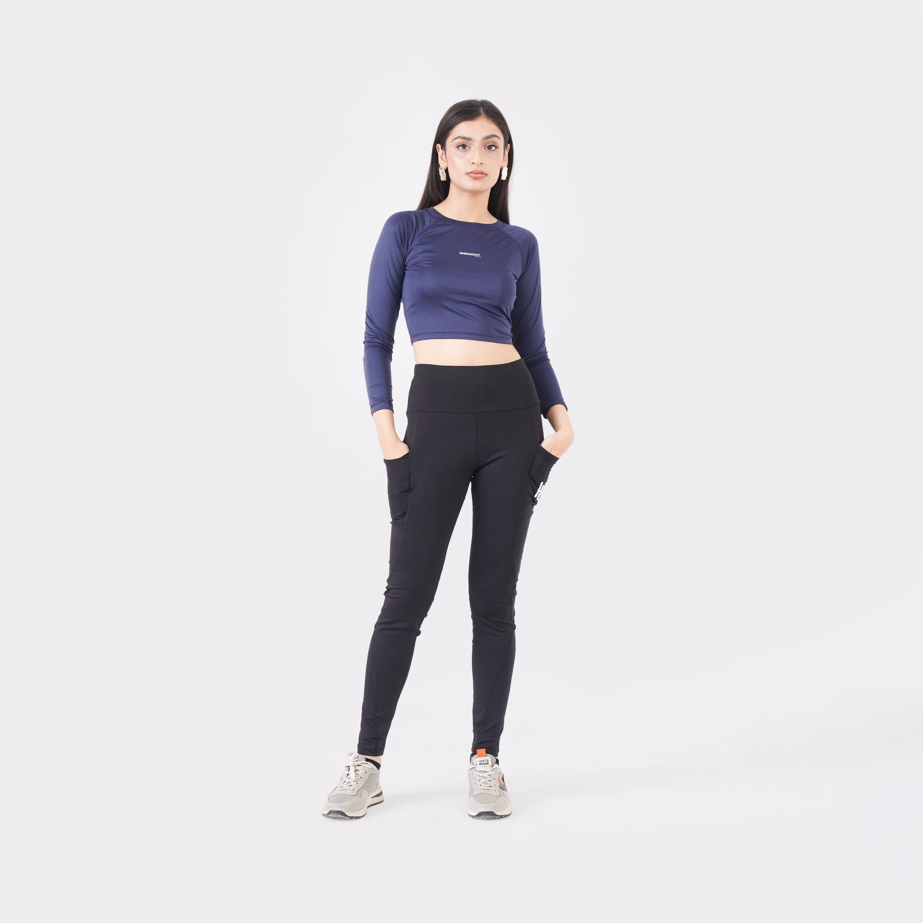 Knockout Cropped Long Sleeve - Navy Blue