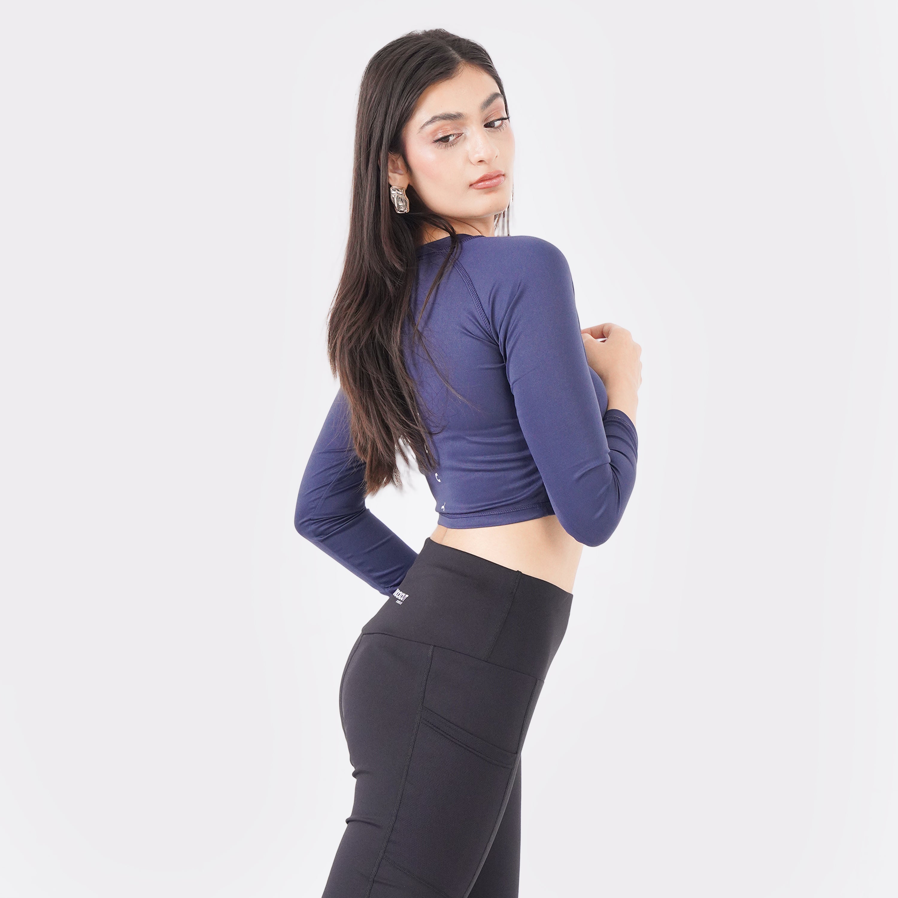 Knockout Cropped Long Sleeve - Navy Blue