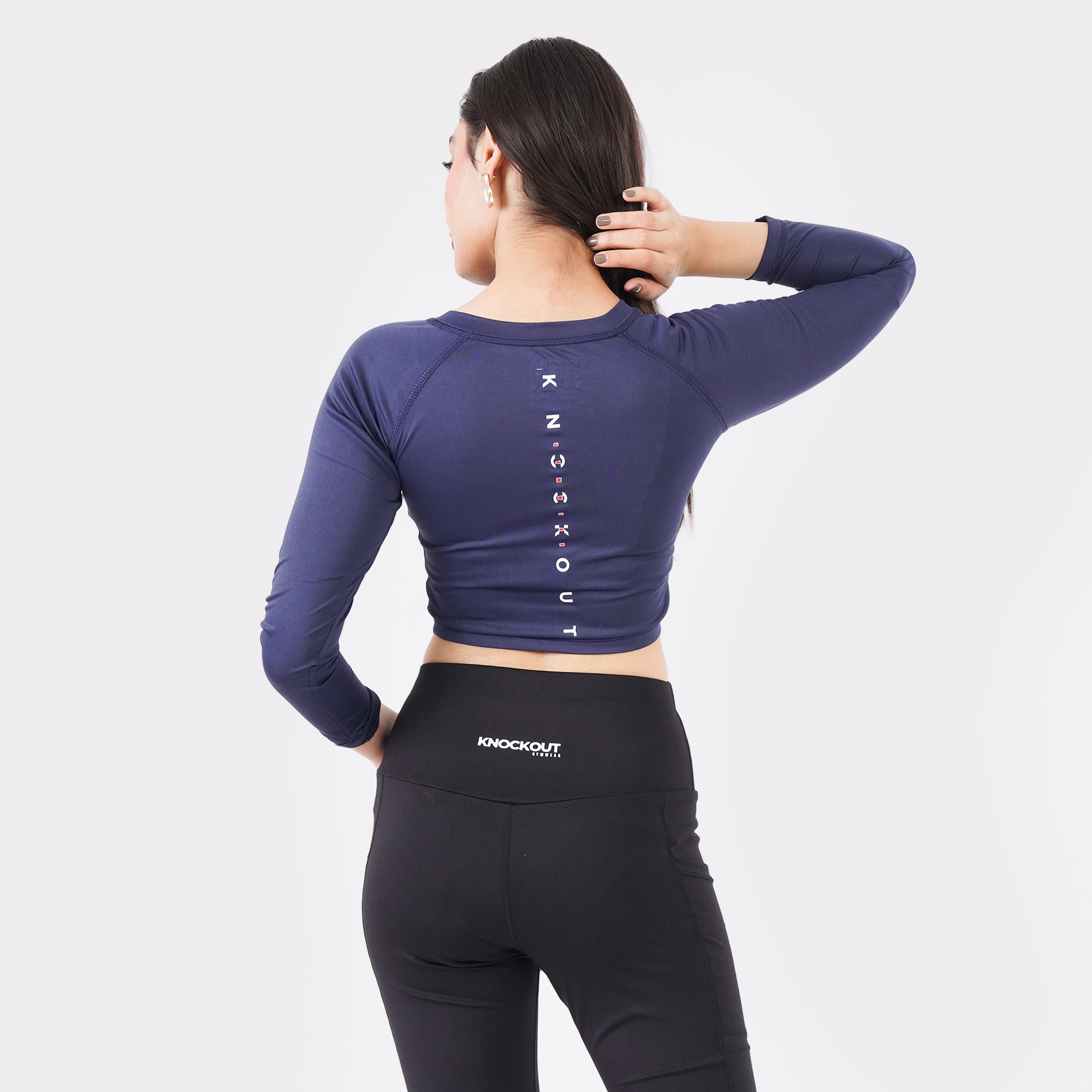 Knockout Cropped Long Sleeve - Navy Blue