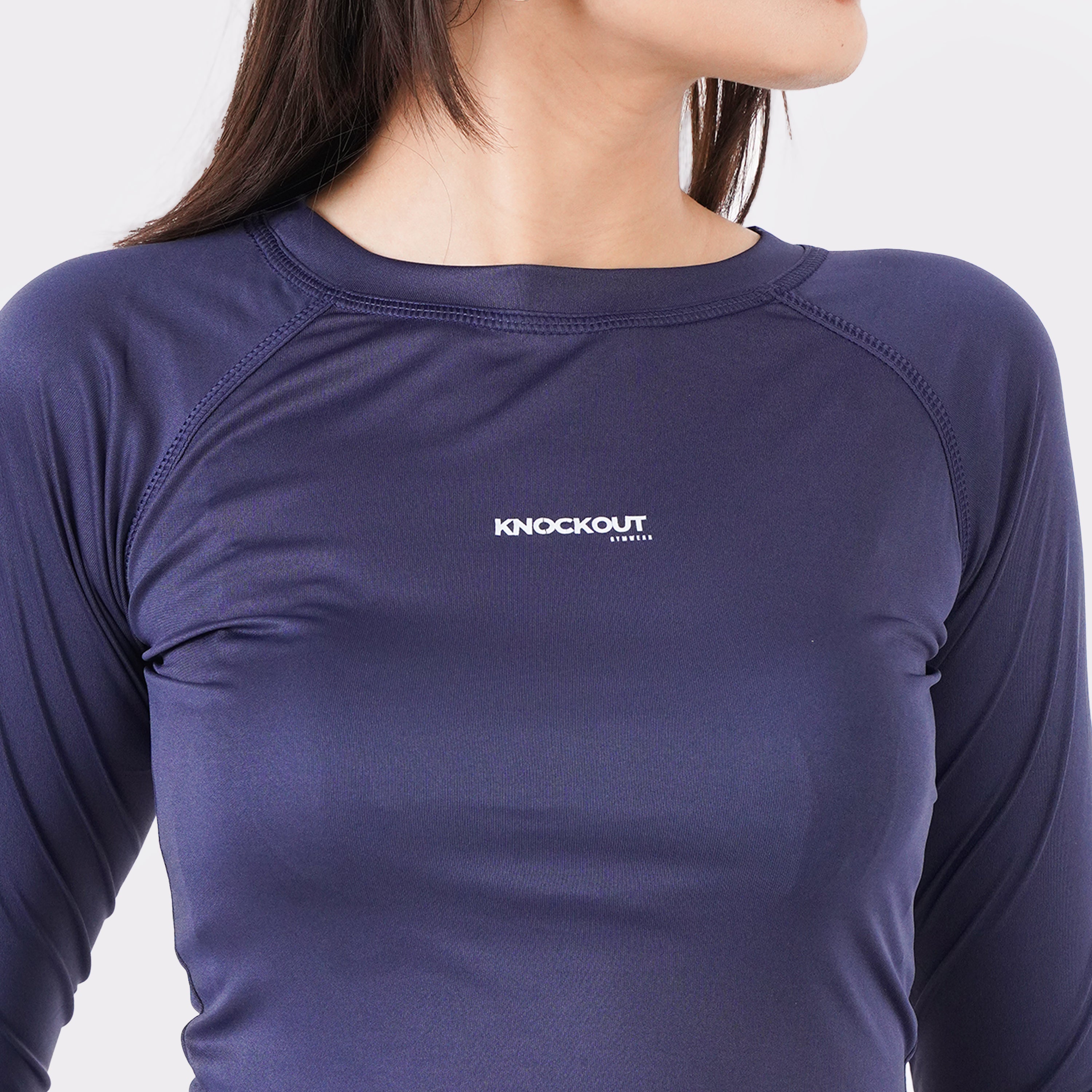 Knockout Cropped Long Sleeve - Navy Blue