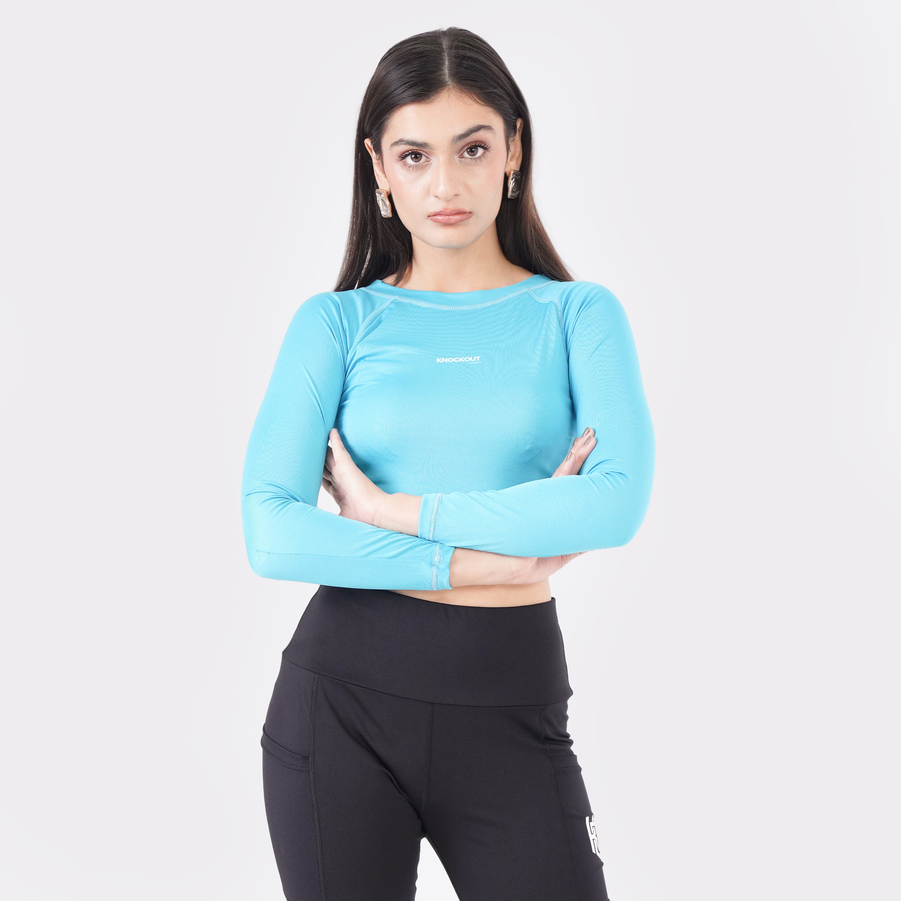 Knockout Cropped Long Sleeve - Sky Blue