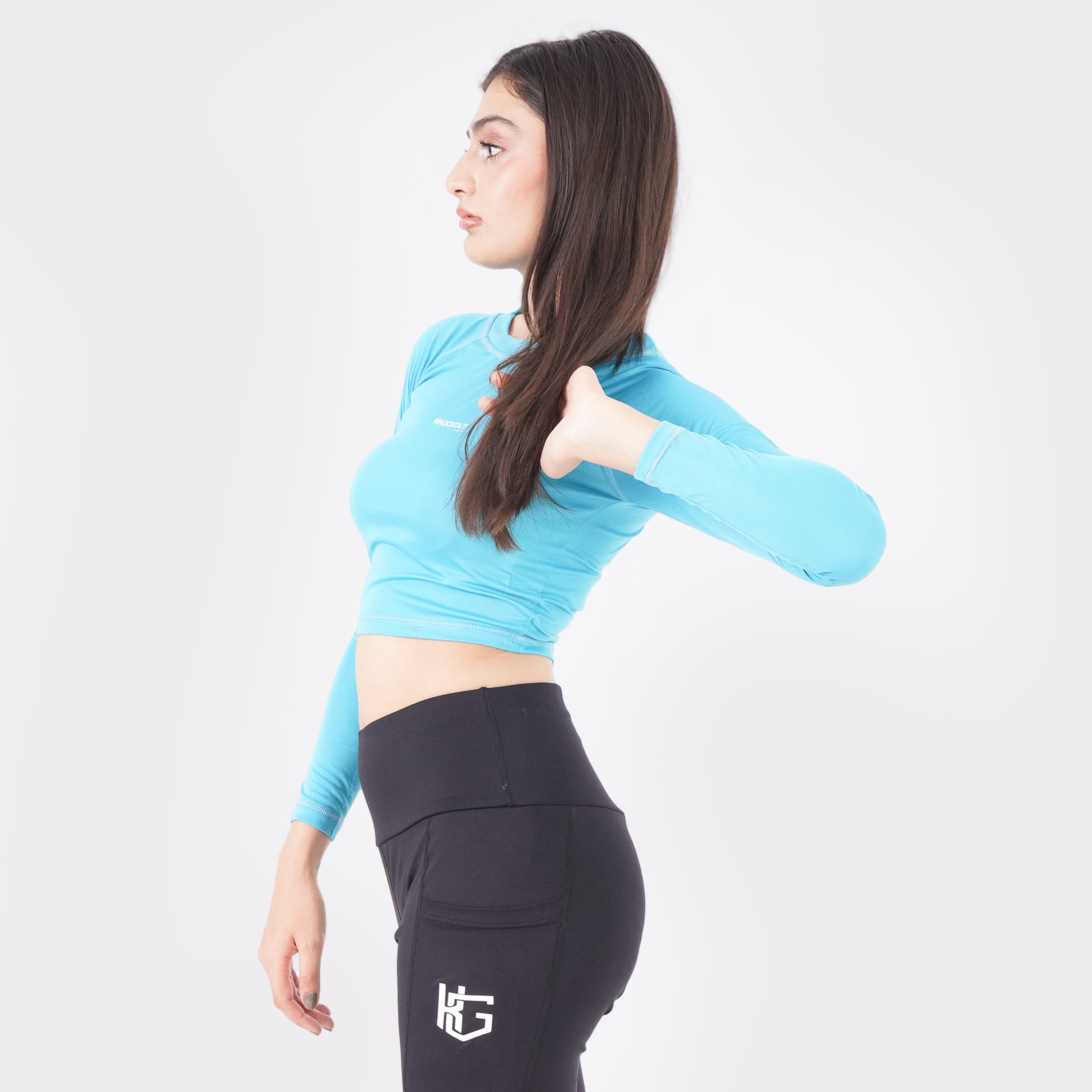 Knockout Cropped Long Sleeve - Sky Blue