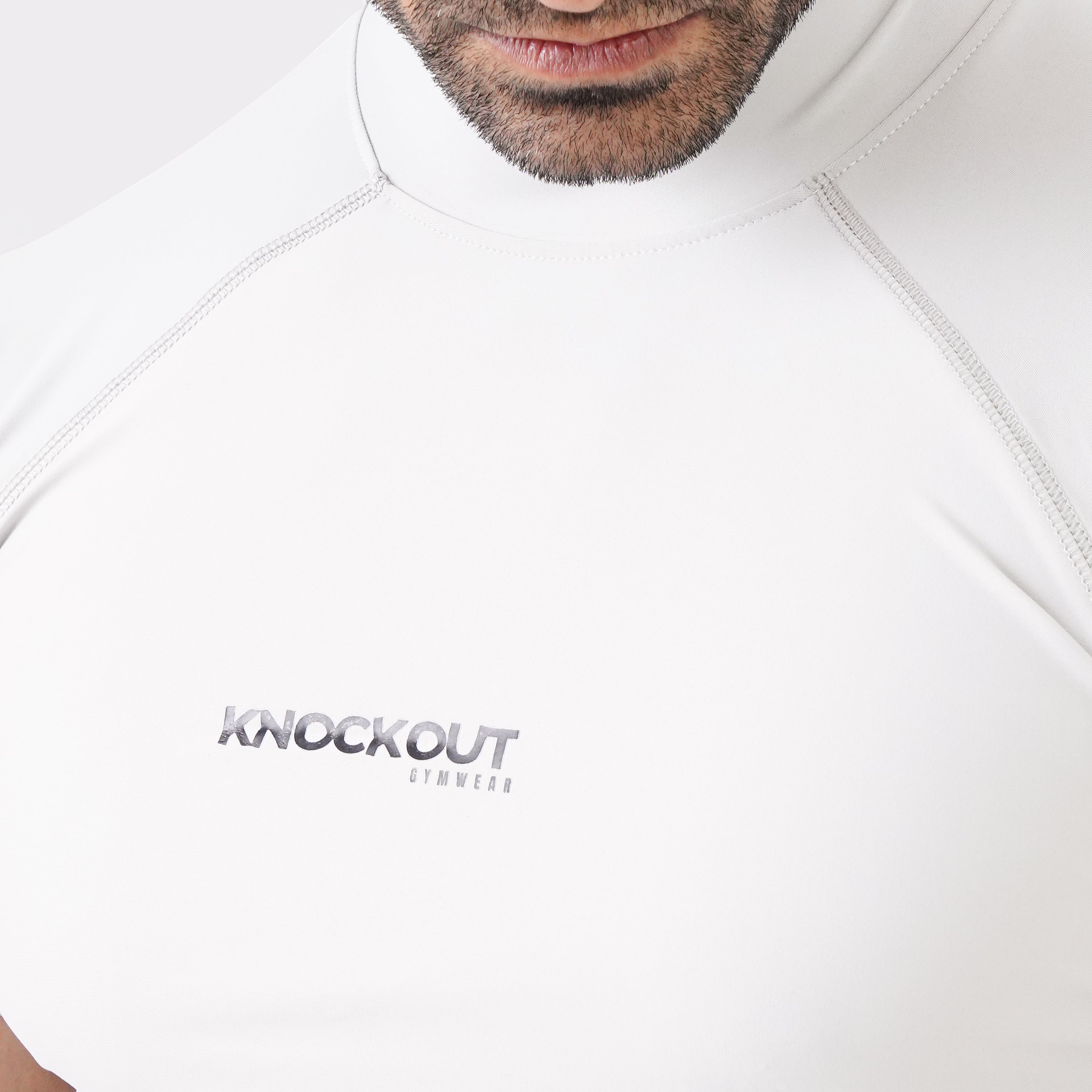 Knockout High Neck Compression t-shirt - Light Stone