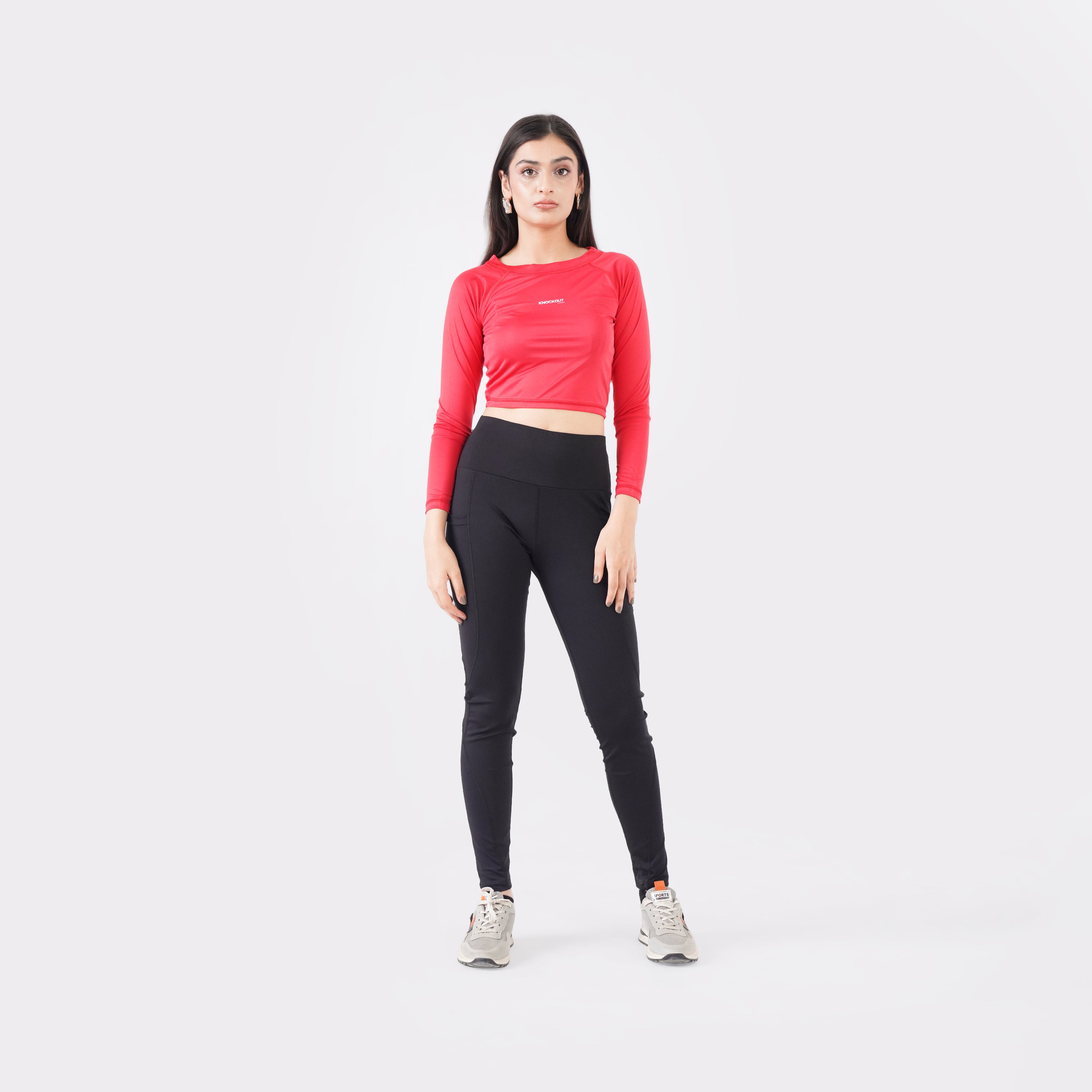 Knockout Cropped Long Sleeve - Red