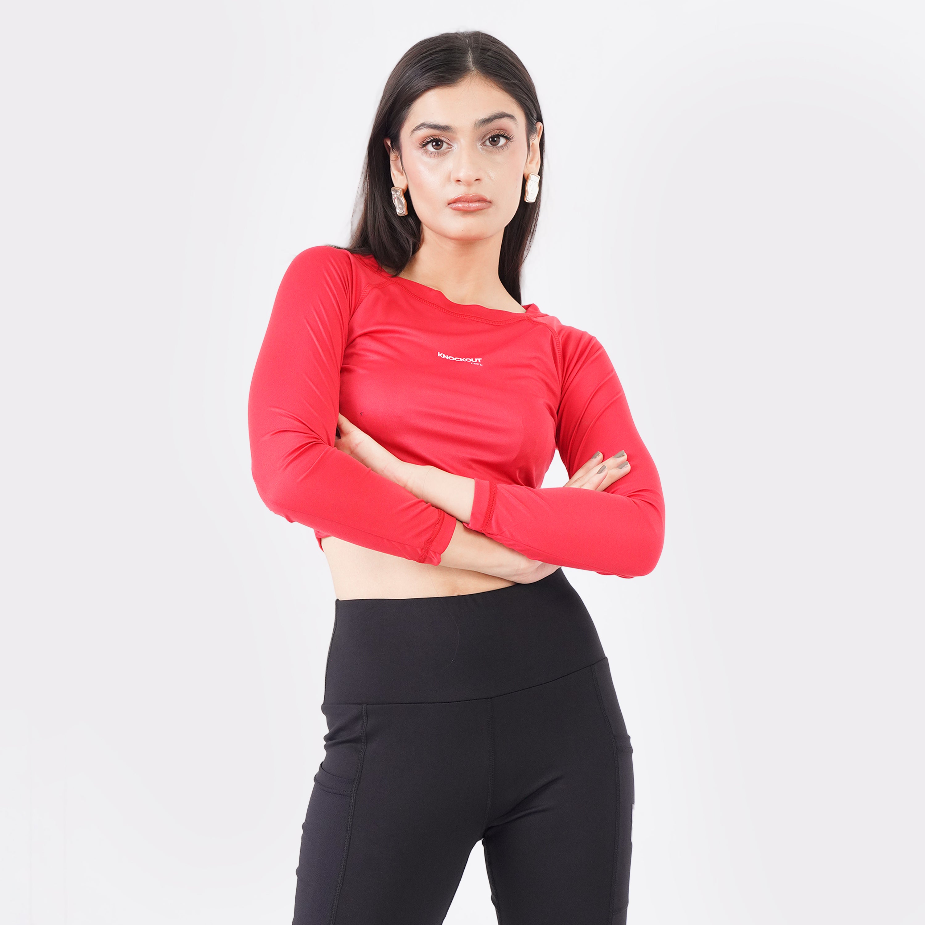 Knockout Cropped Long Sleeve - Red