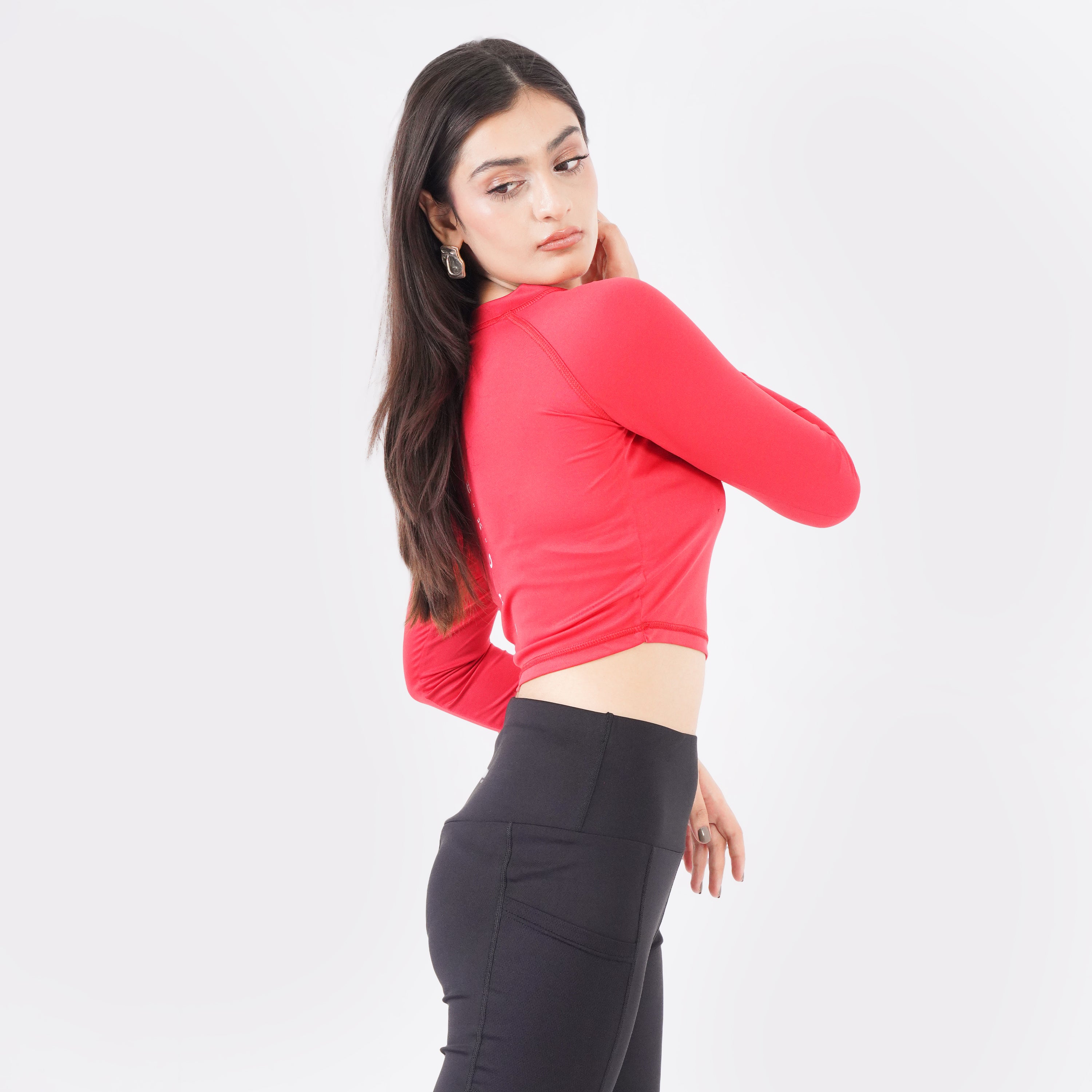 Knockout Cropped Long Sleeve - Red