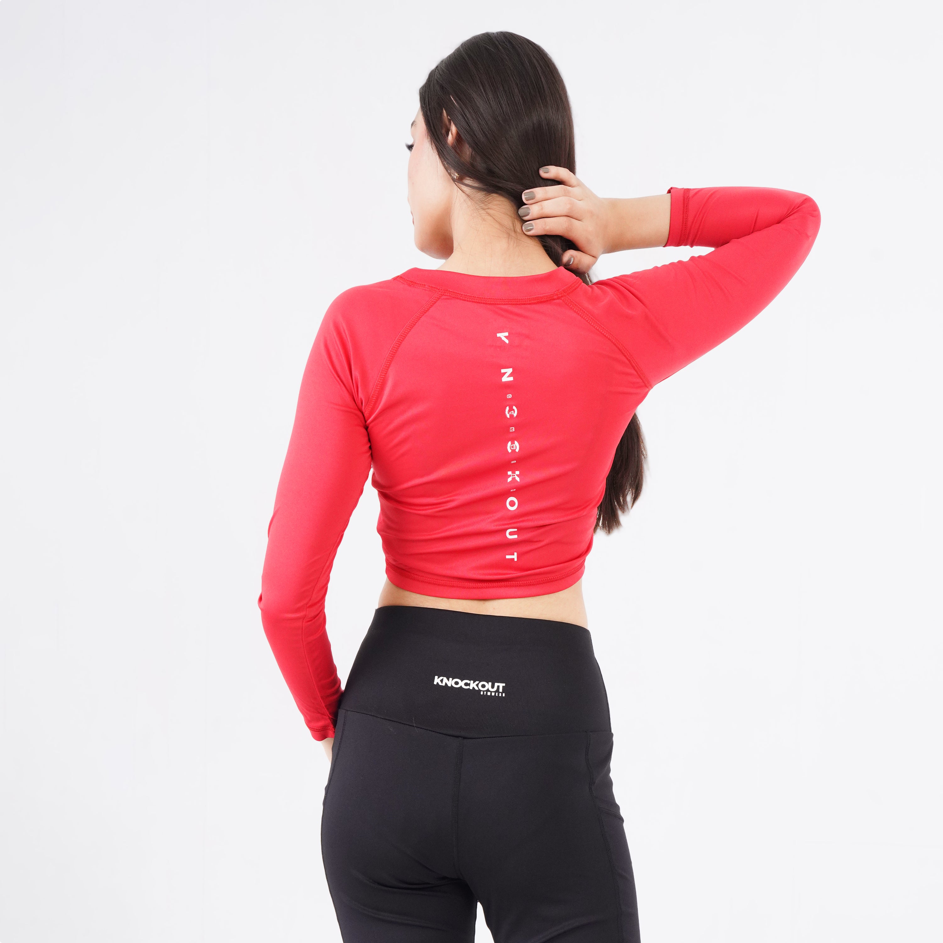 Knockout Cropped Long Sleeve - Red