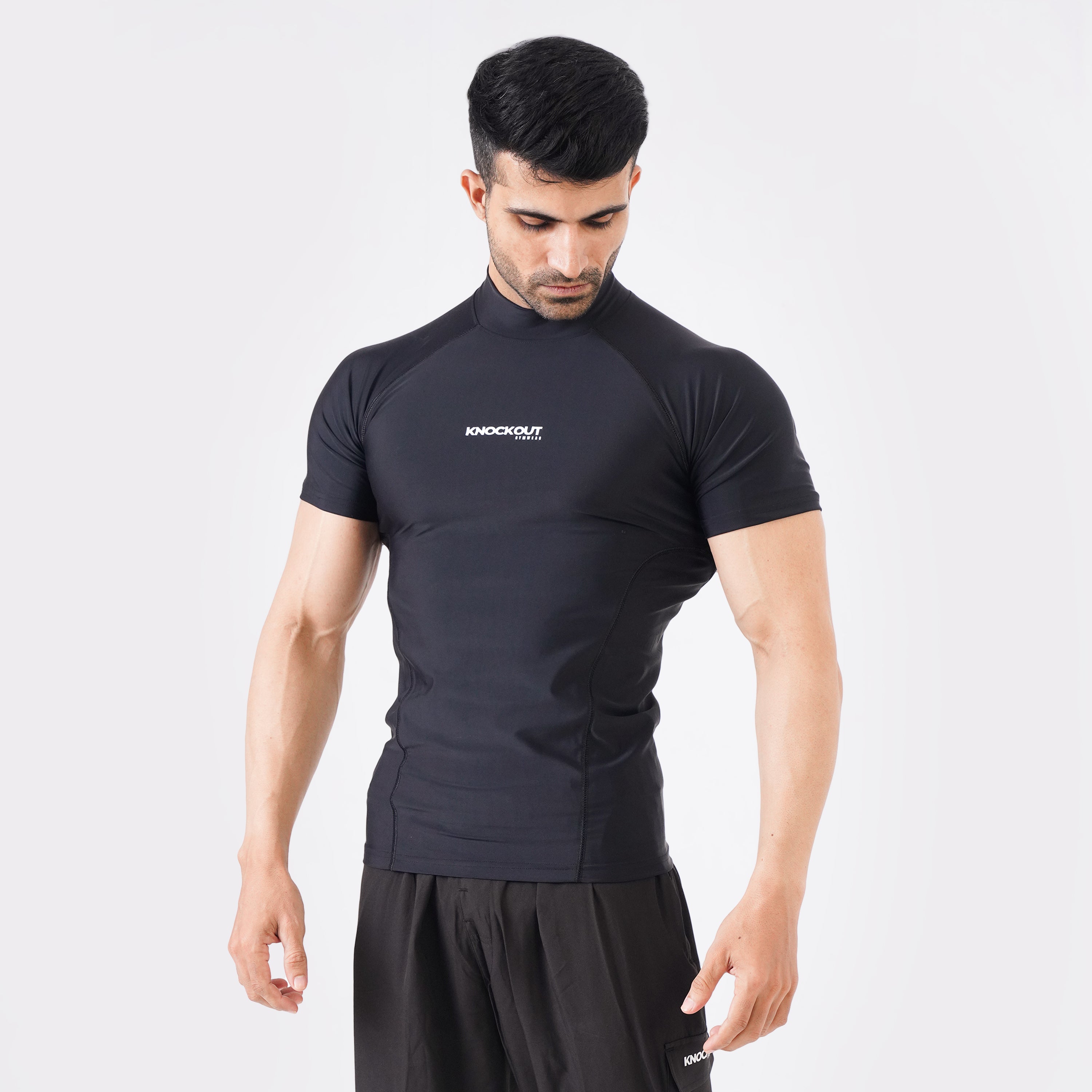 Knockout Black High Neck Compression t-shirt