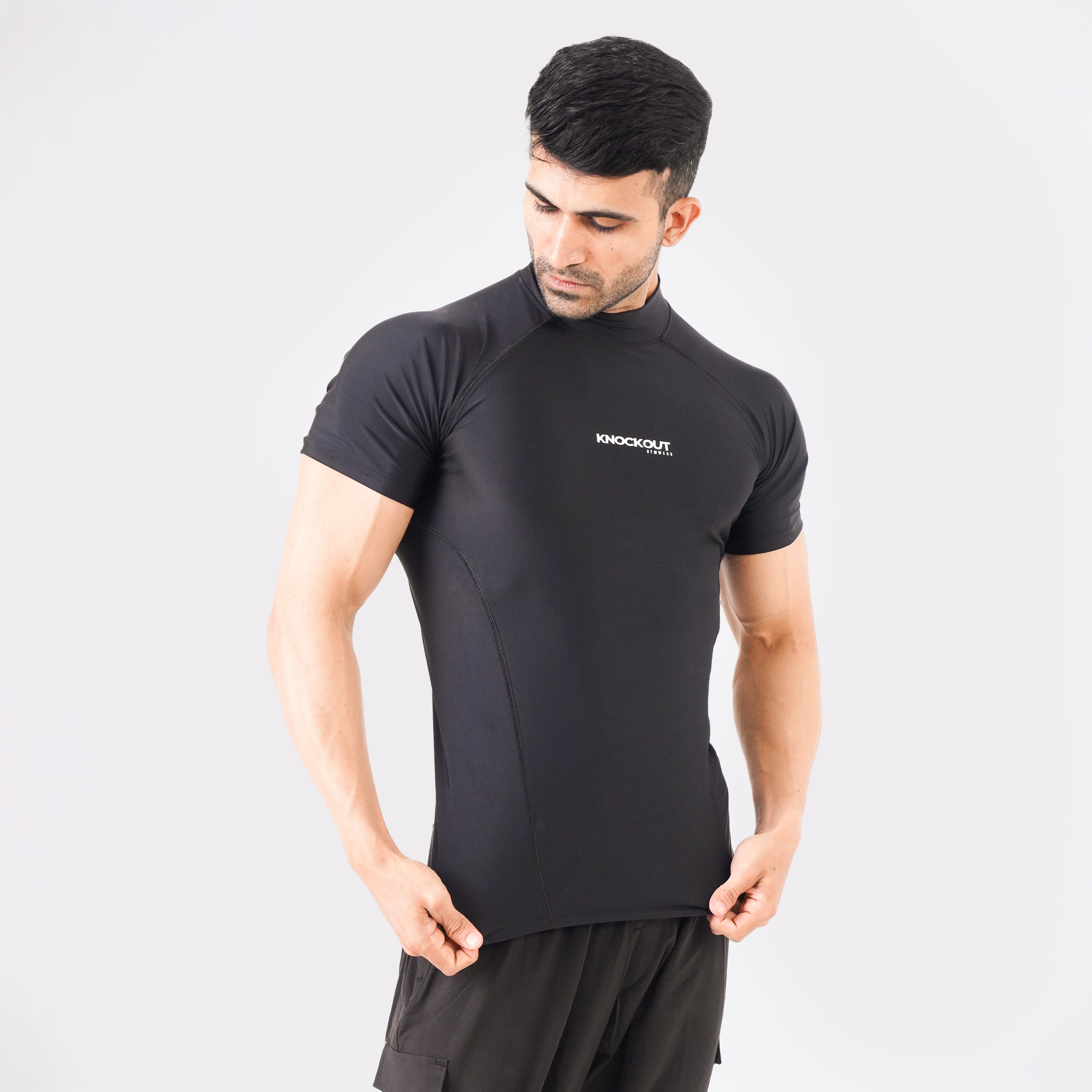 Black High Neck Compression t-shirt