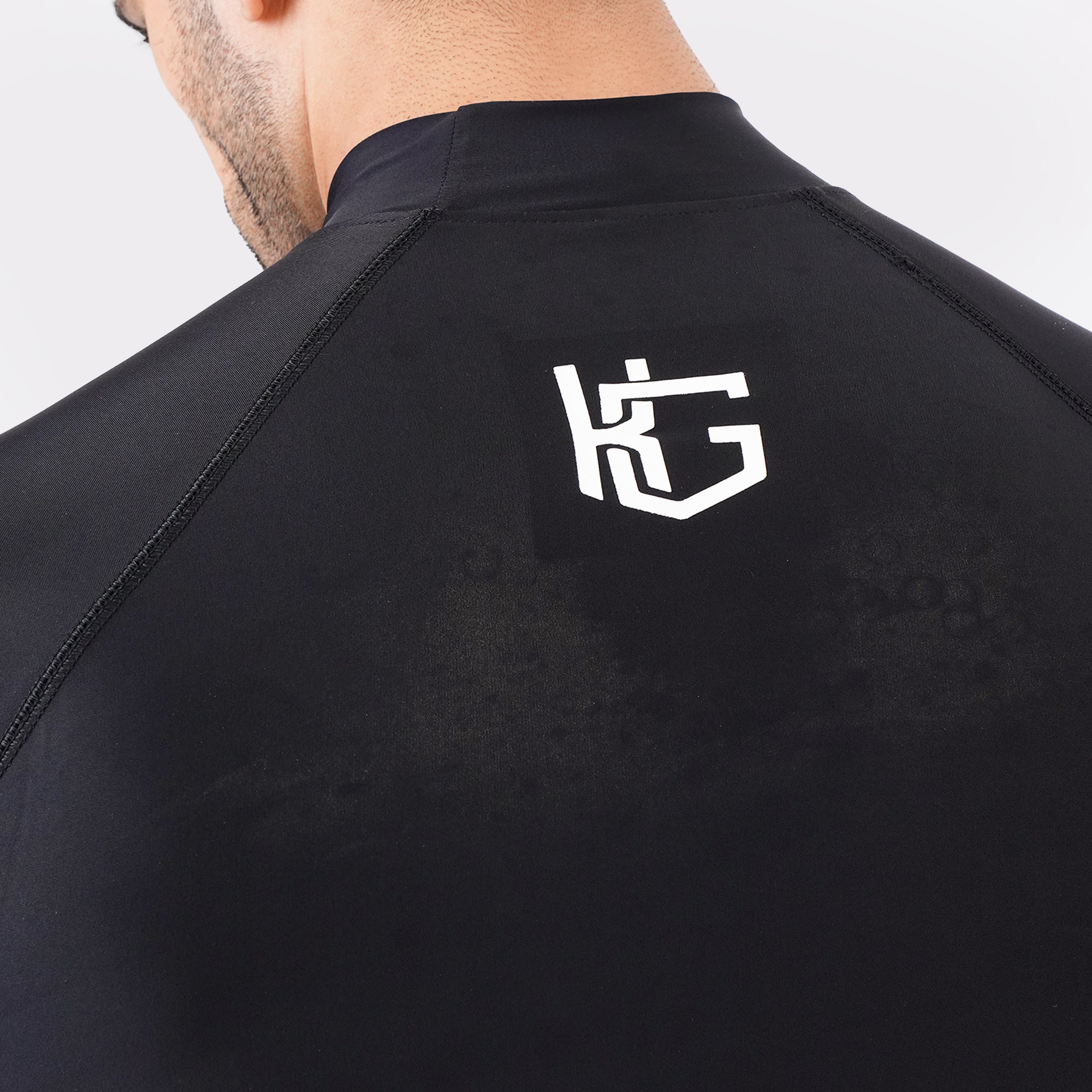 Knockout black High Neck Compression t-shirt back view