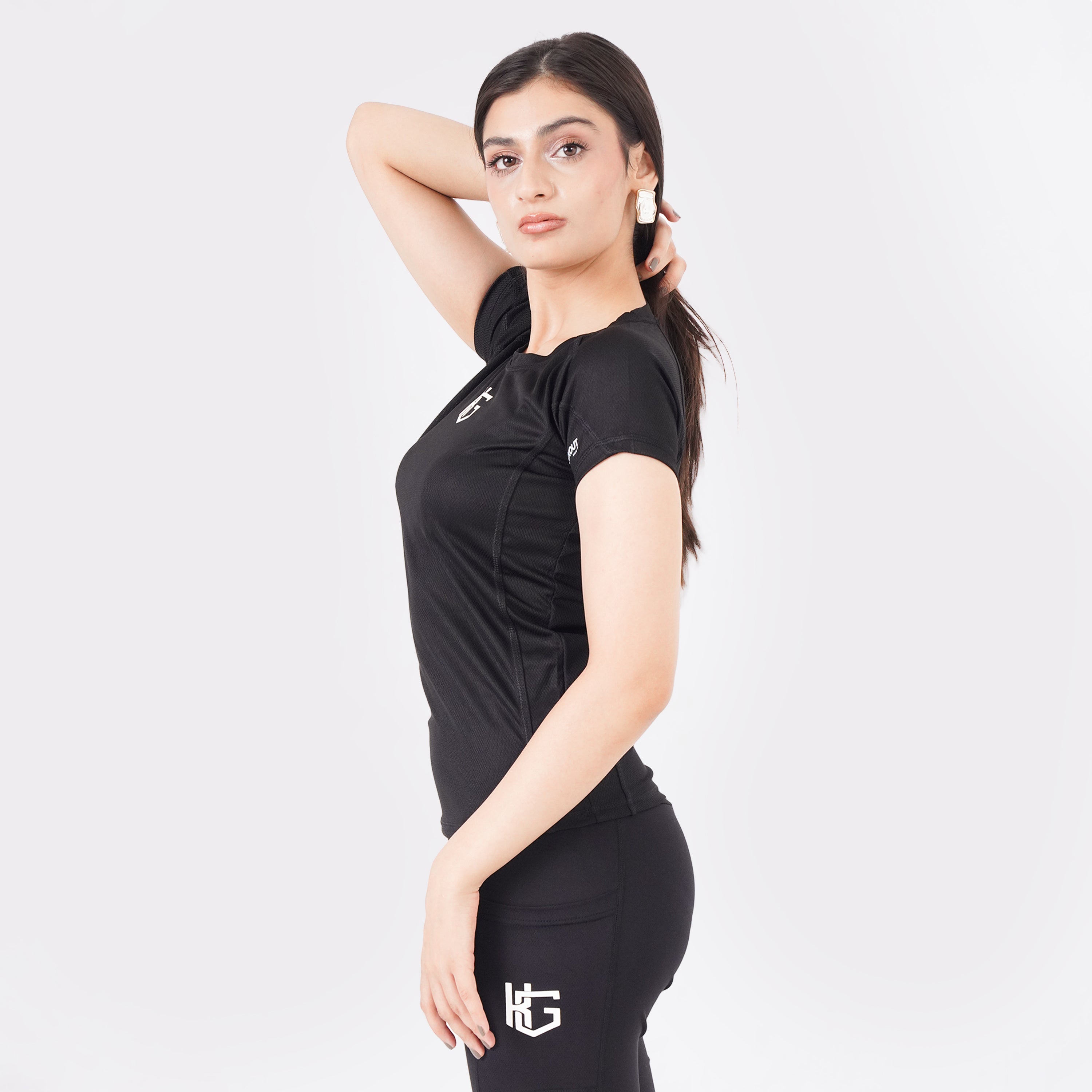 Knockout Mesh women T Shirt- Black