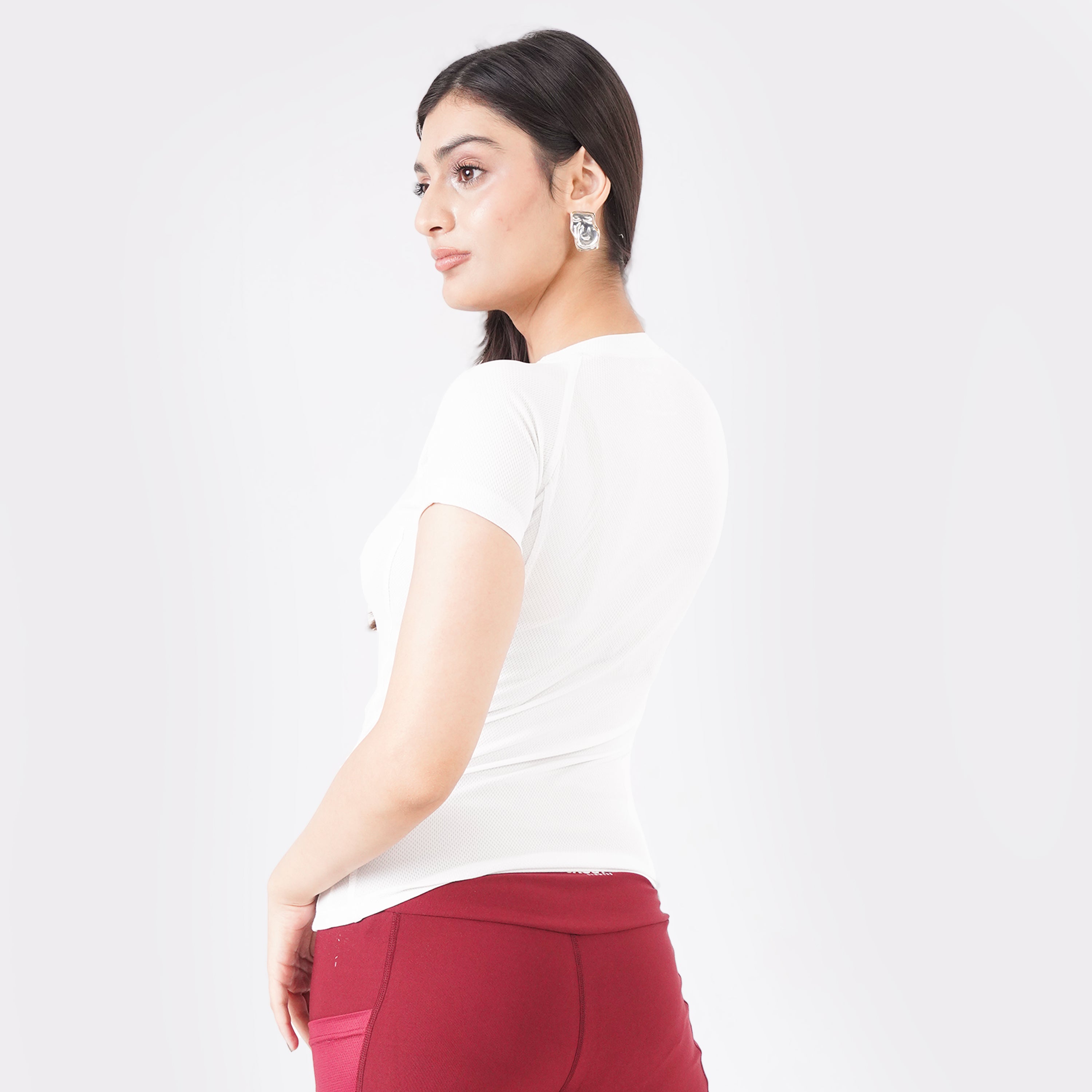 Knockout Mesh T Shirt Women- White