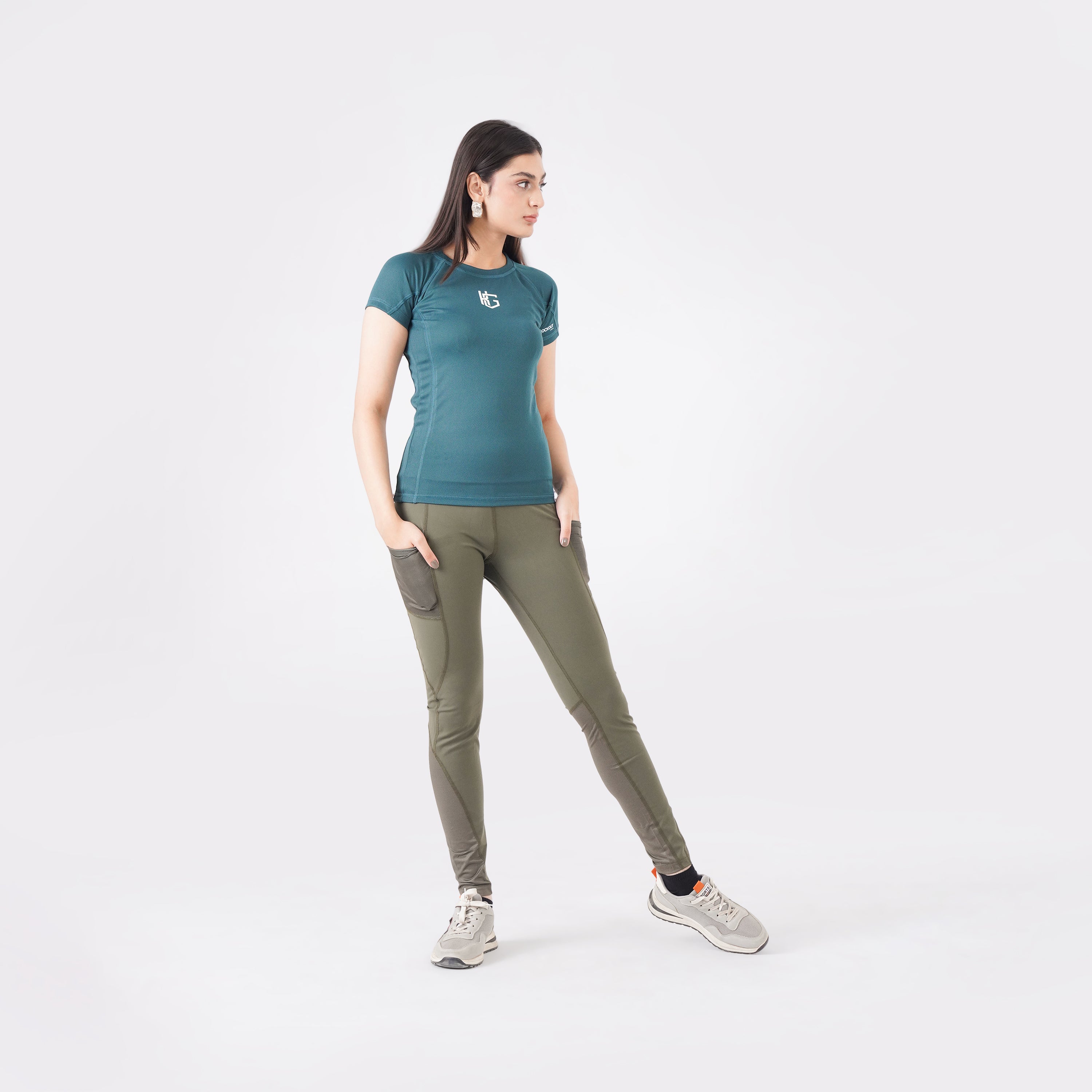 Knockout Mesh T Shirt Women- Green