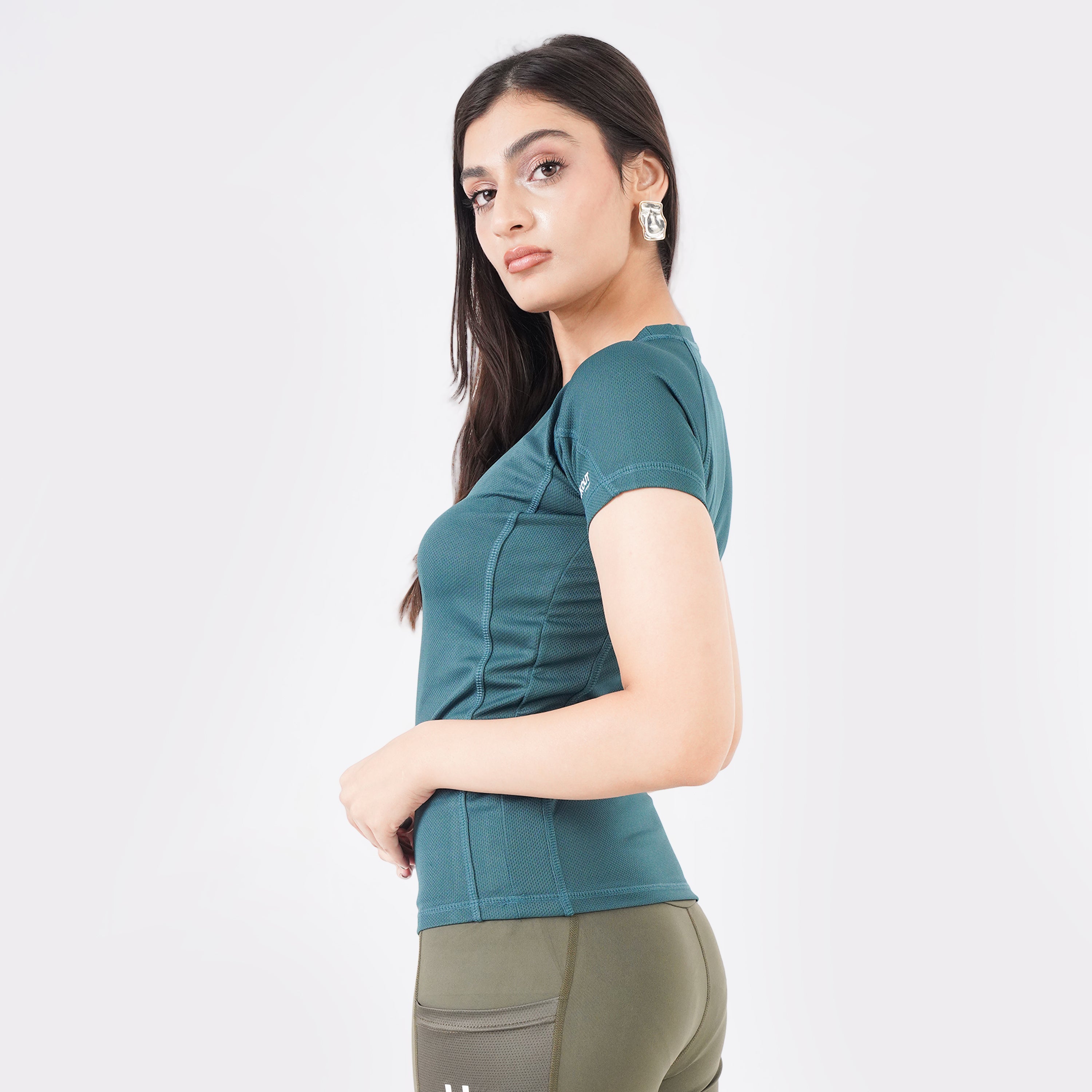Knockout Mesh T Shirt Women- Green