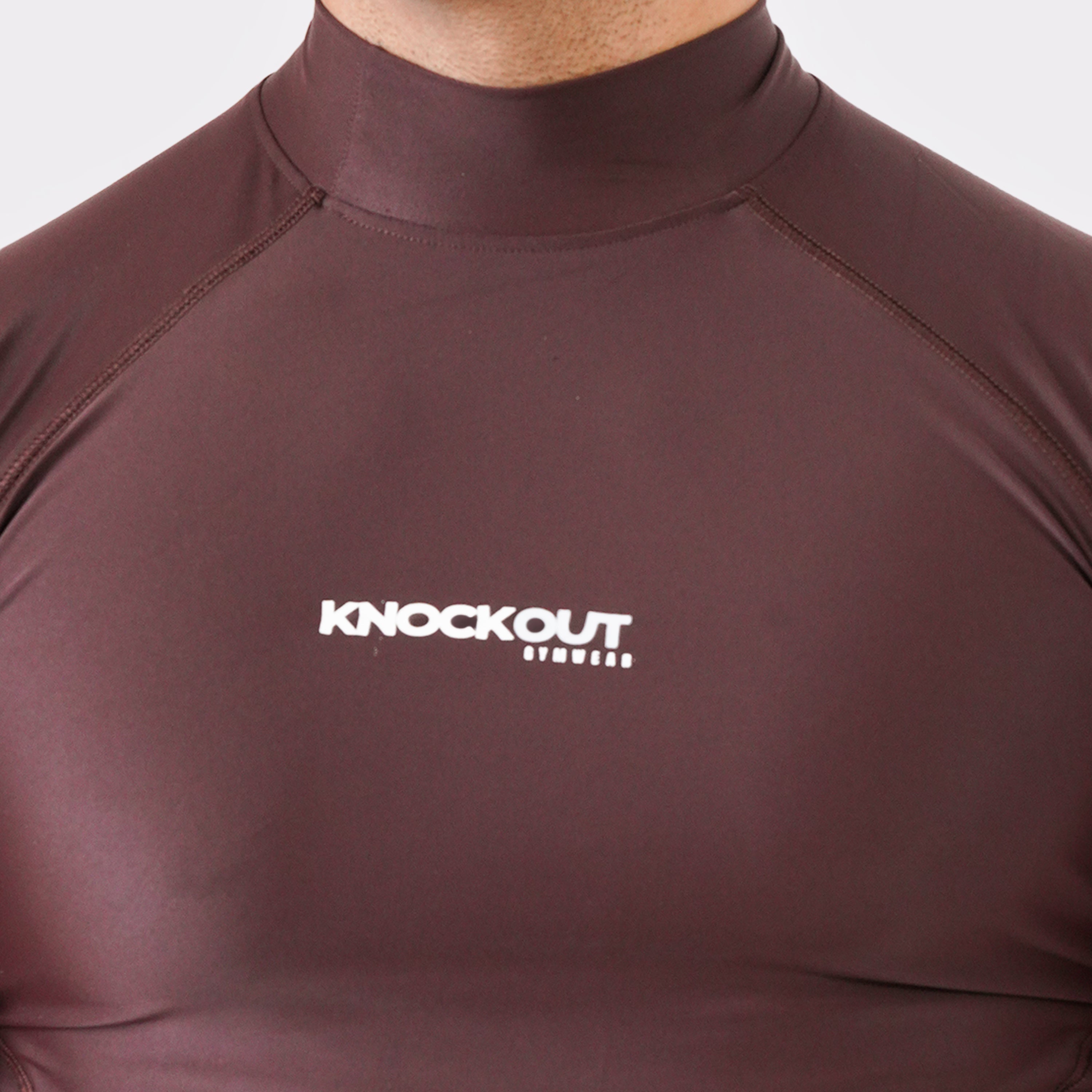 Knockout High Neck Compression t-shirt - chocolate