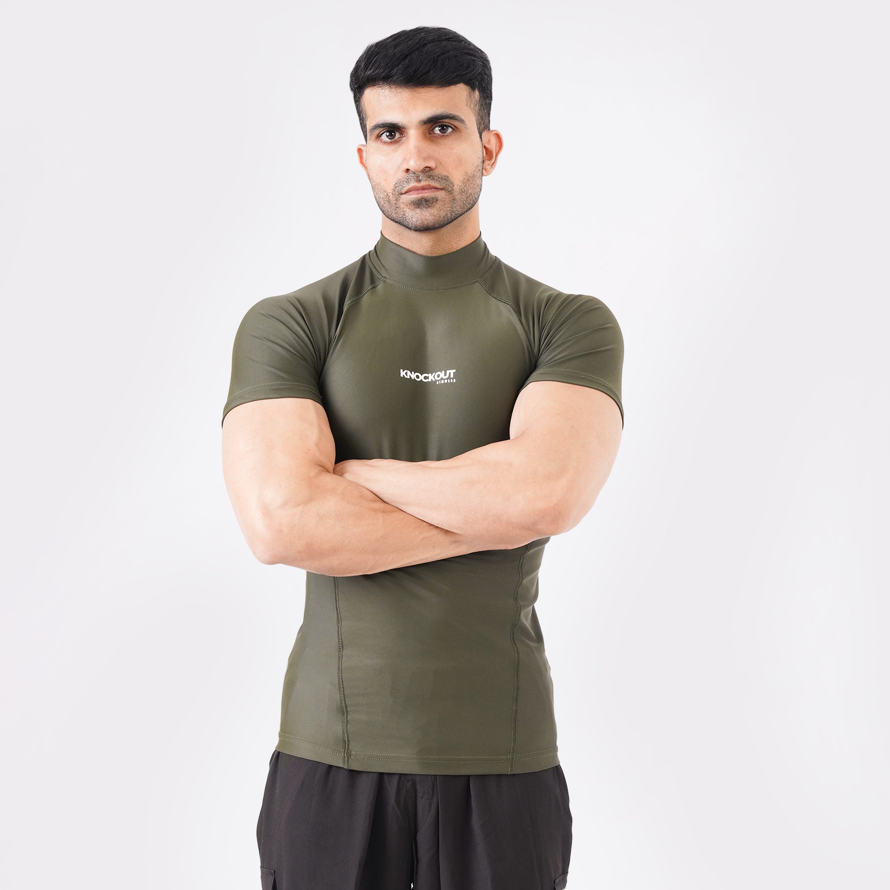 Green High Neck Compression t-shirt