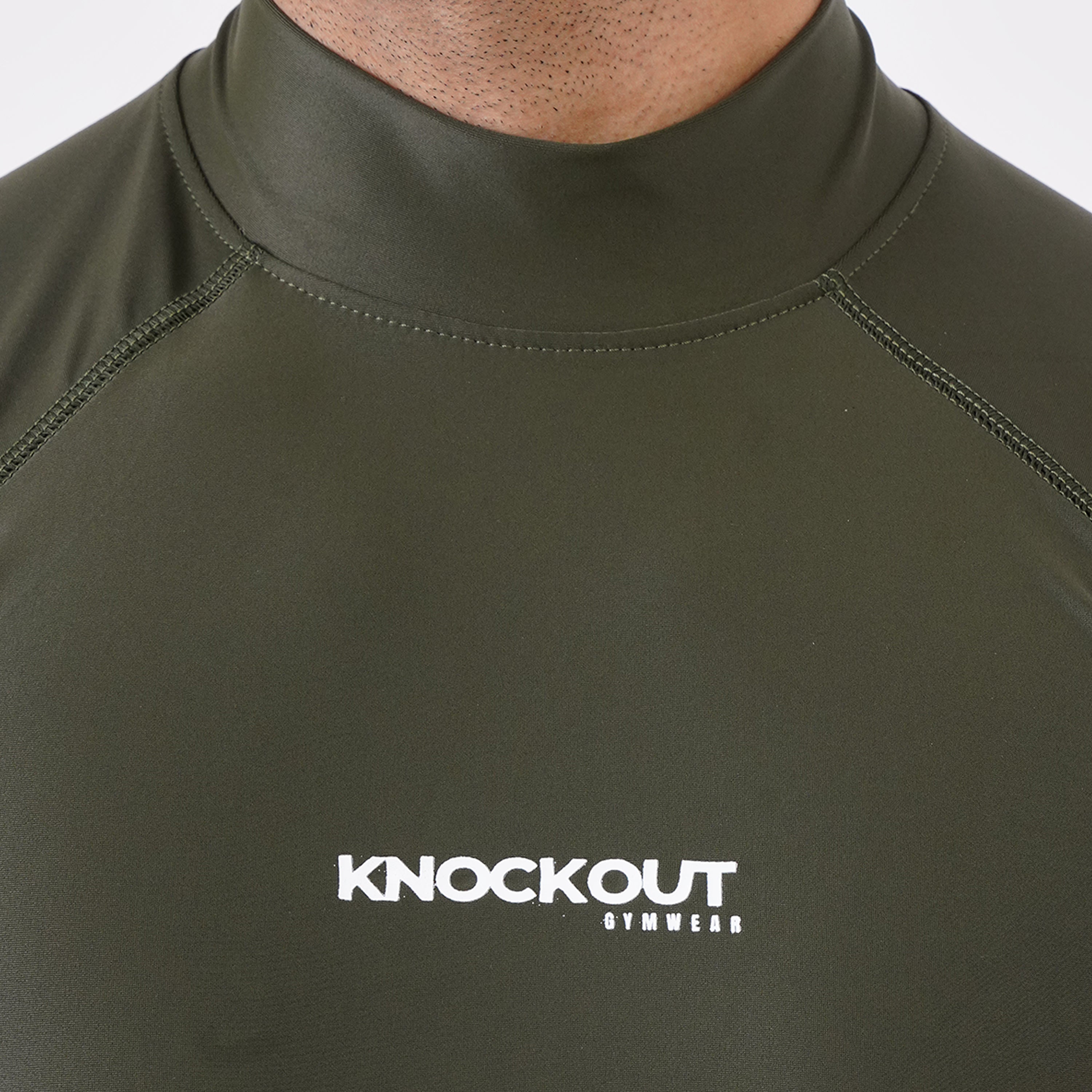 Knockout Green High Neck Compression t-shirt