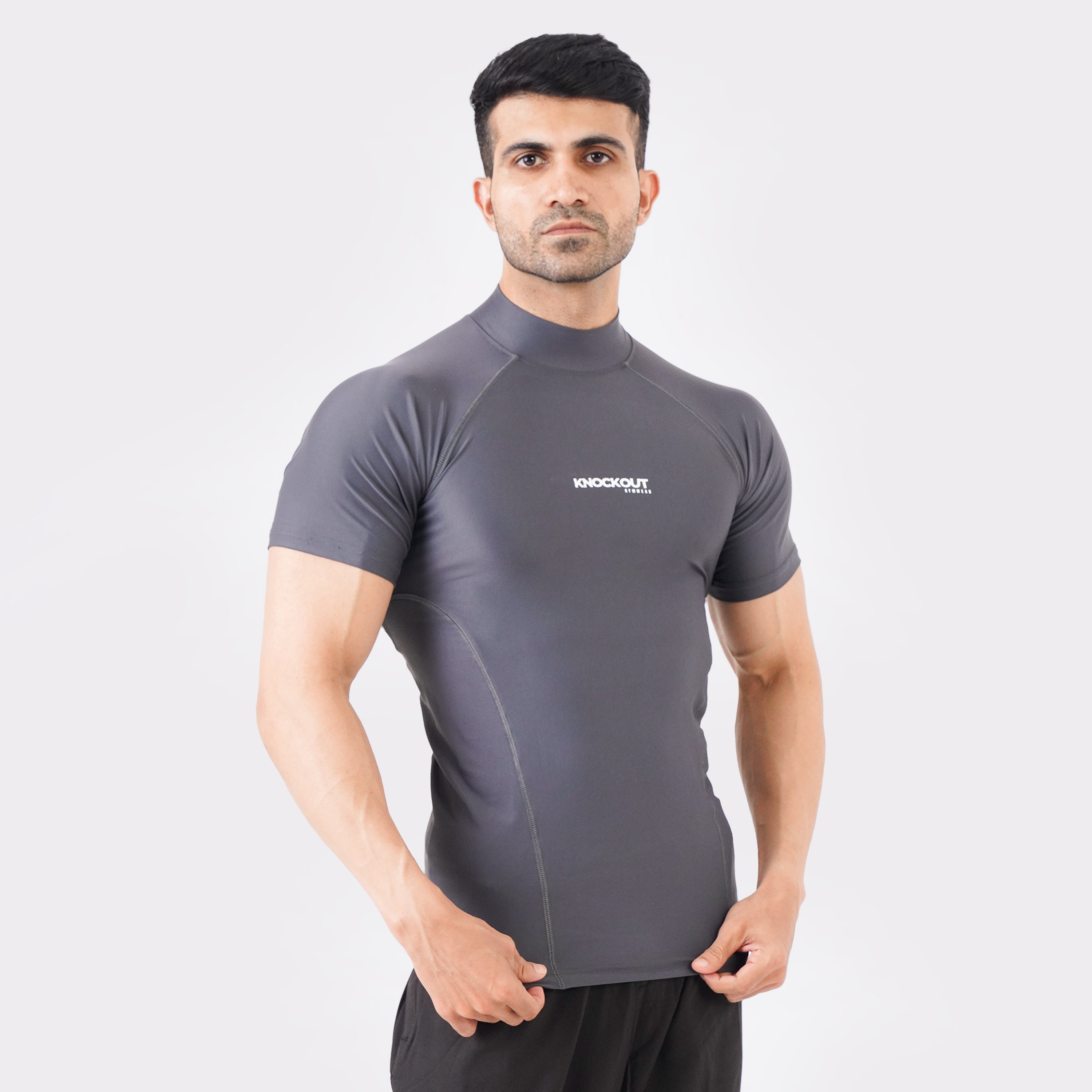 Knockout High Neck Compression t-shirt - Gray