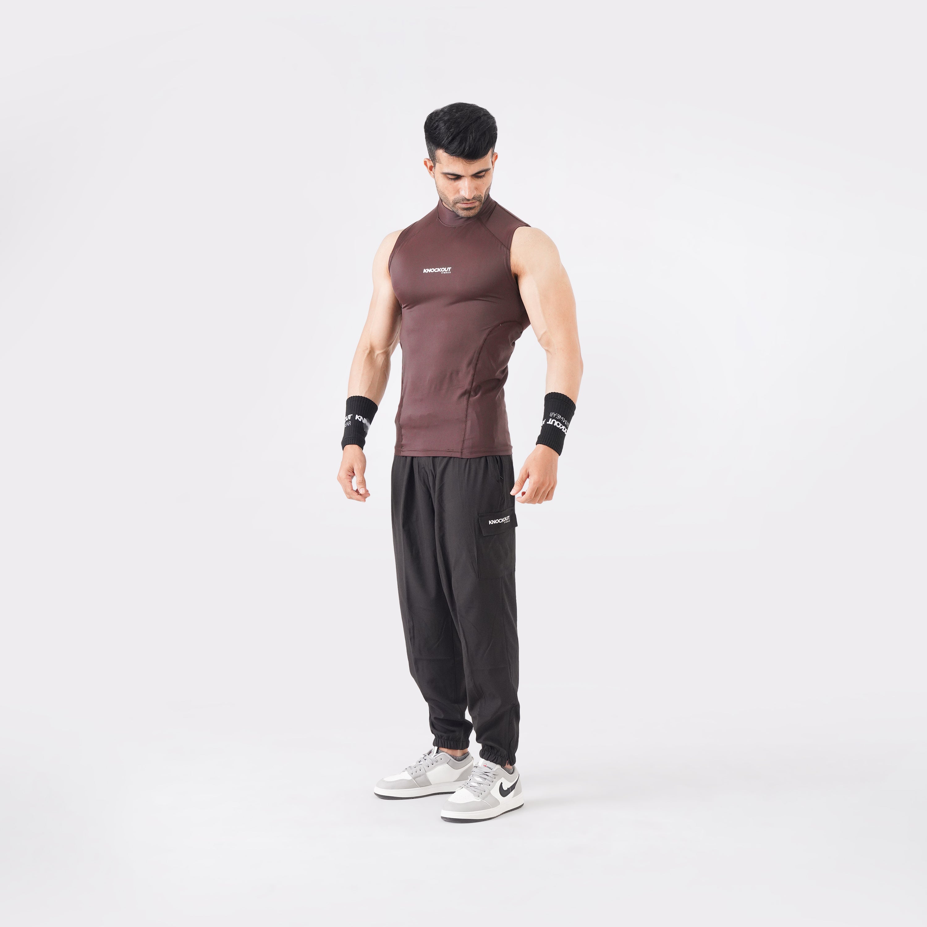 Knockout Sleeveless High Neck Compression - Chocolate